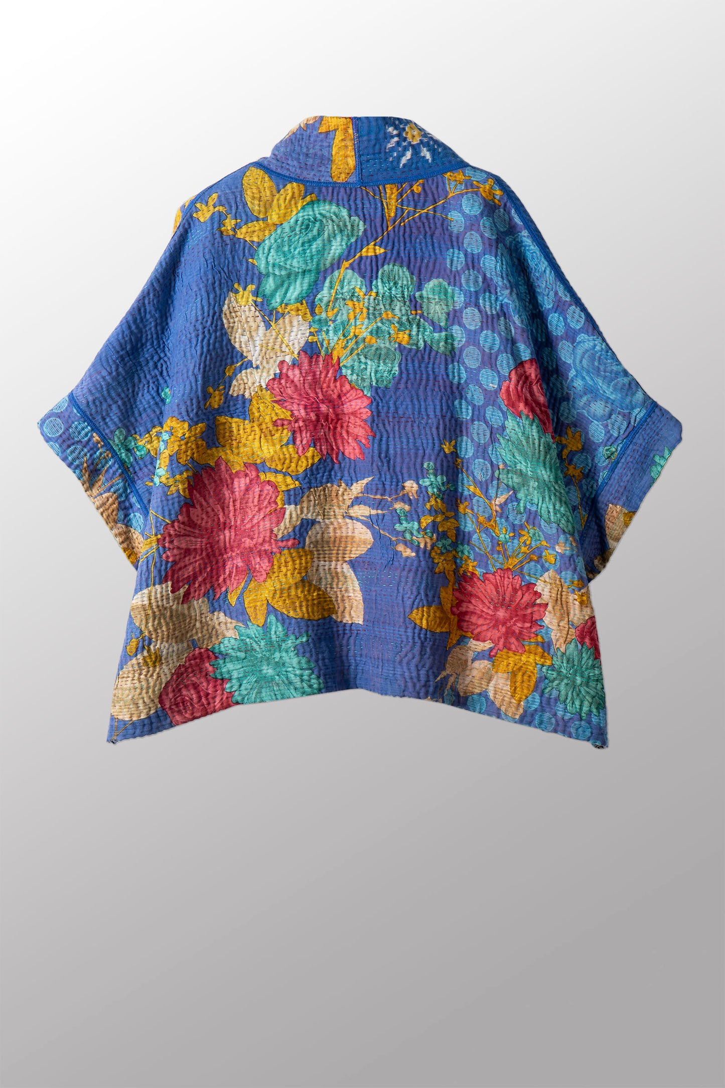 VINTAGE COTTON KANTHA MINI PONCHO - cv4060-0047a -