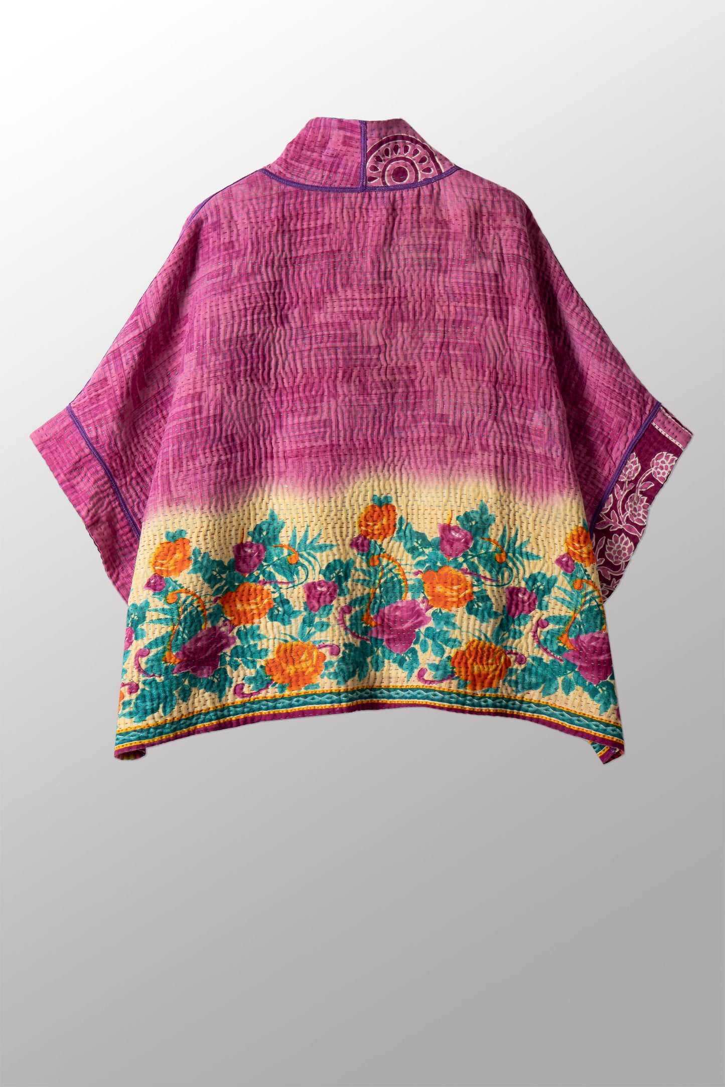 VINTAGE COTTON KANTHA MINI PONCHO - cv4060-0048a -