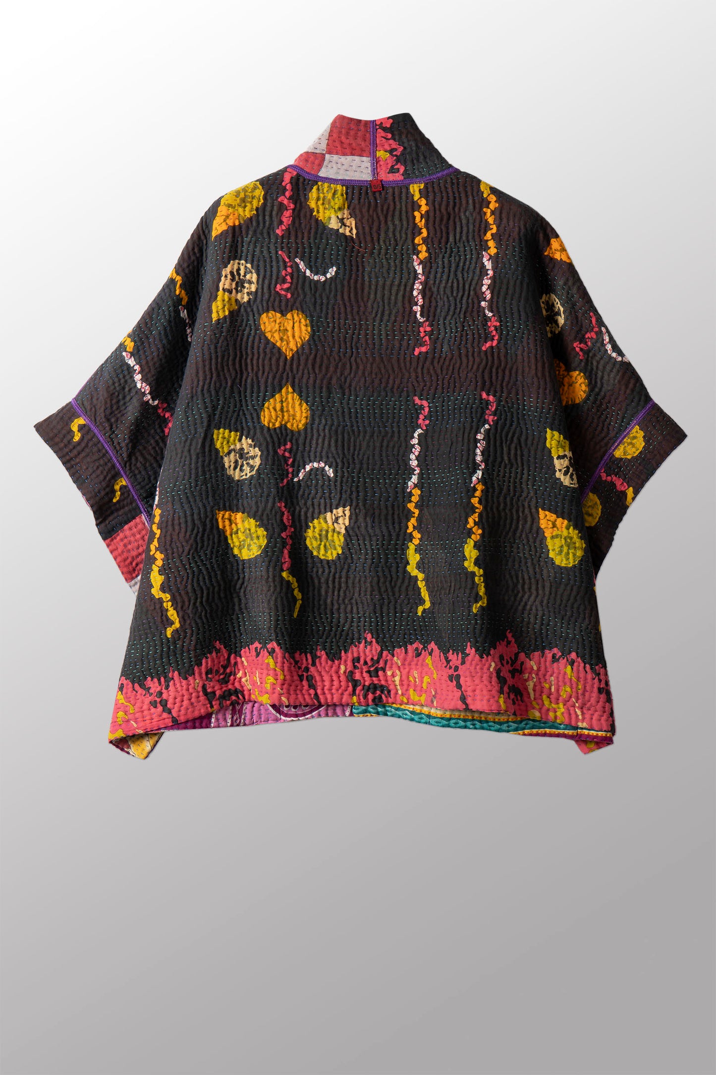 VINTAGE COTTON KANTHA MINI PONCHO - cv4060-0048a -