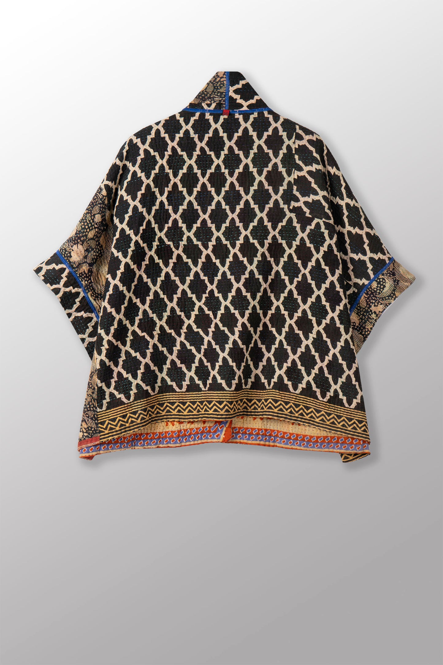 VINTAGE COTTON KANTHA MINI PONCHO - cv4060-0051a -