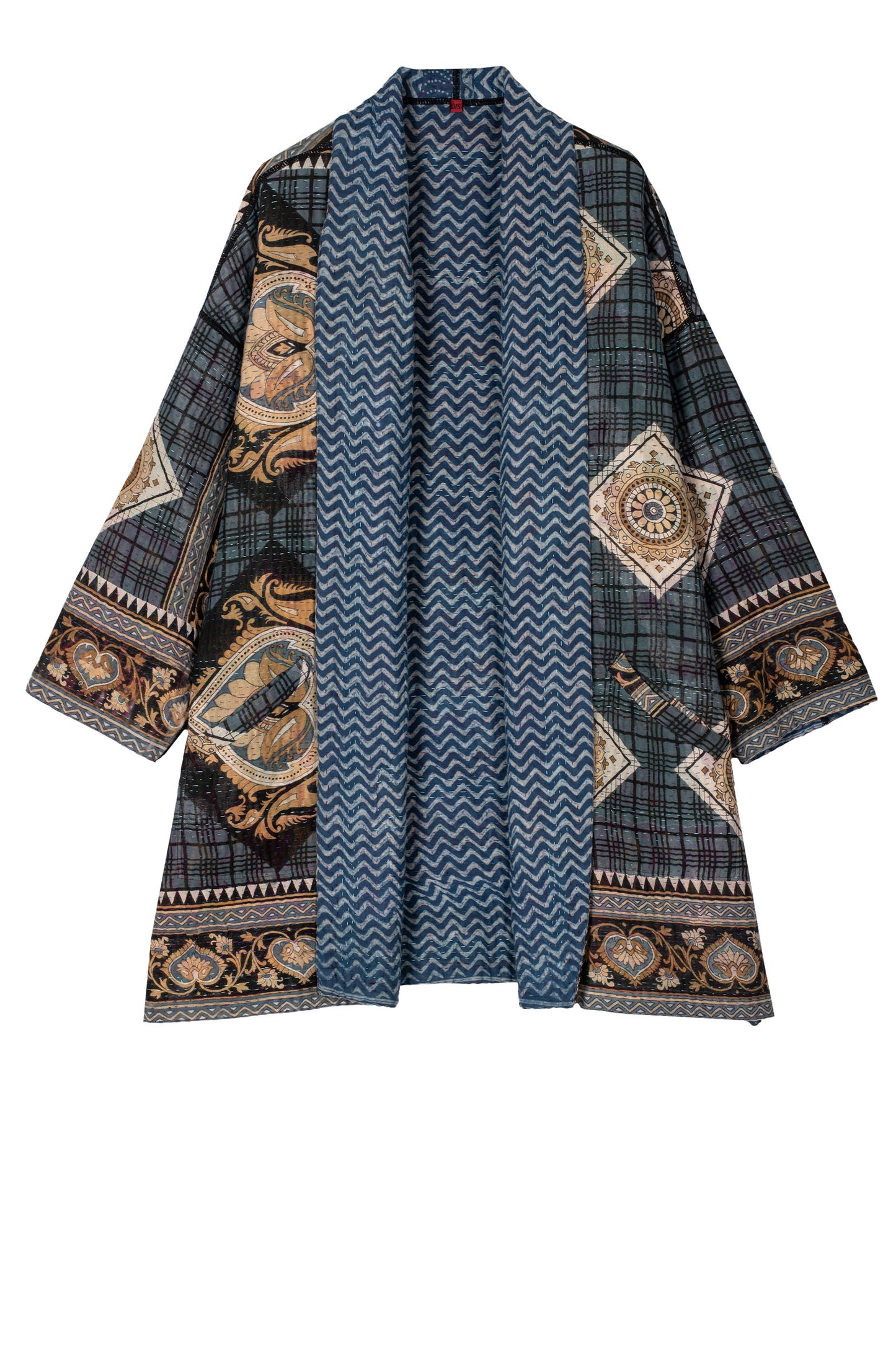 VINTAGE COTTON KANTHA HAORI JACKET - cv4068-0002a -