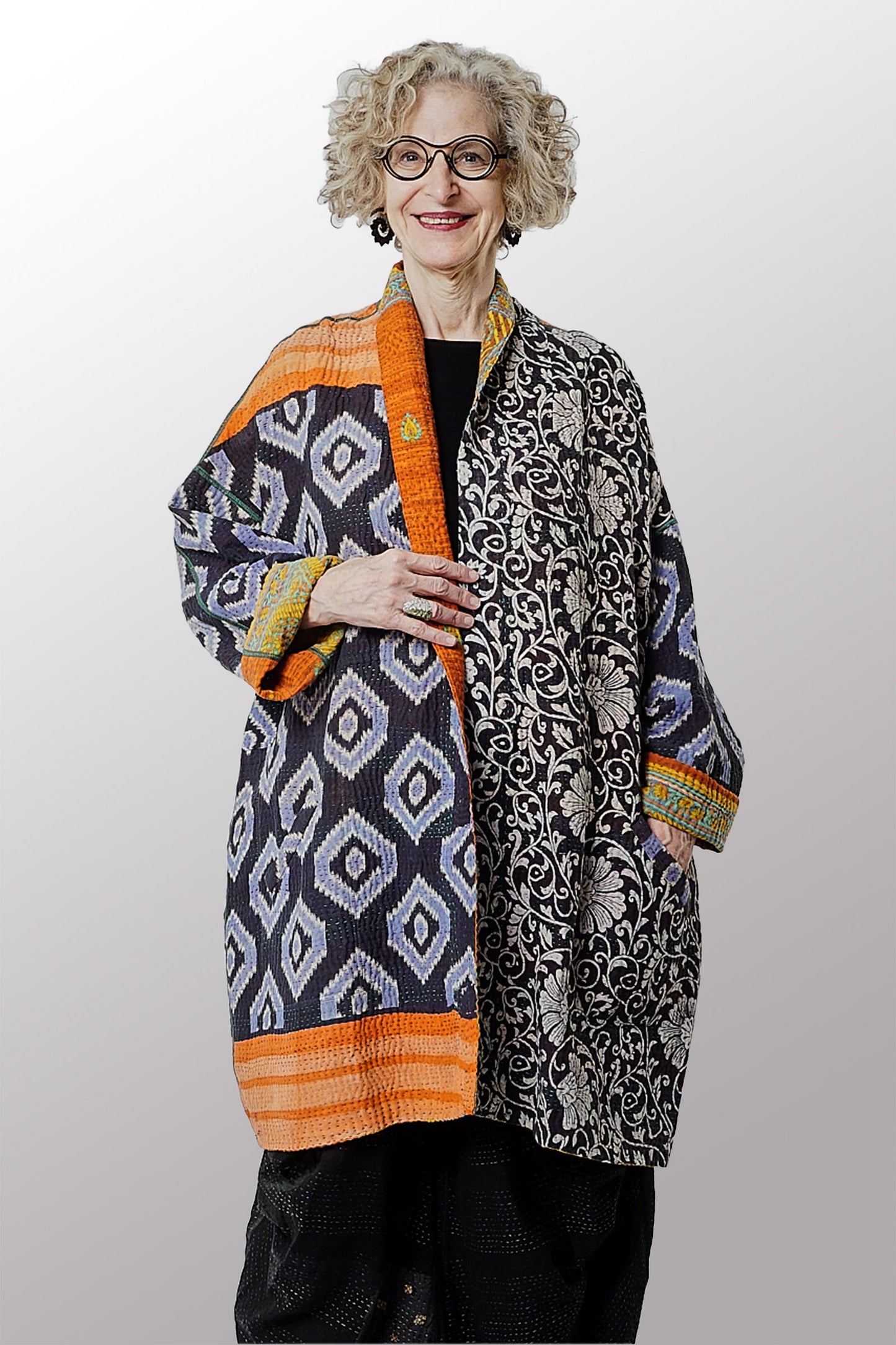 VINTAGE COTTON KANTHA HAORI JKT - cv4068-0003a -