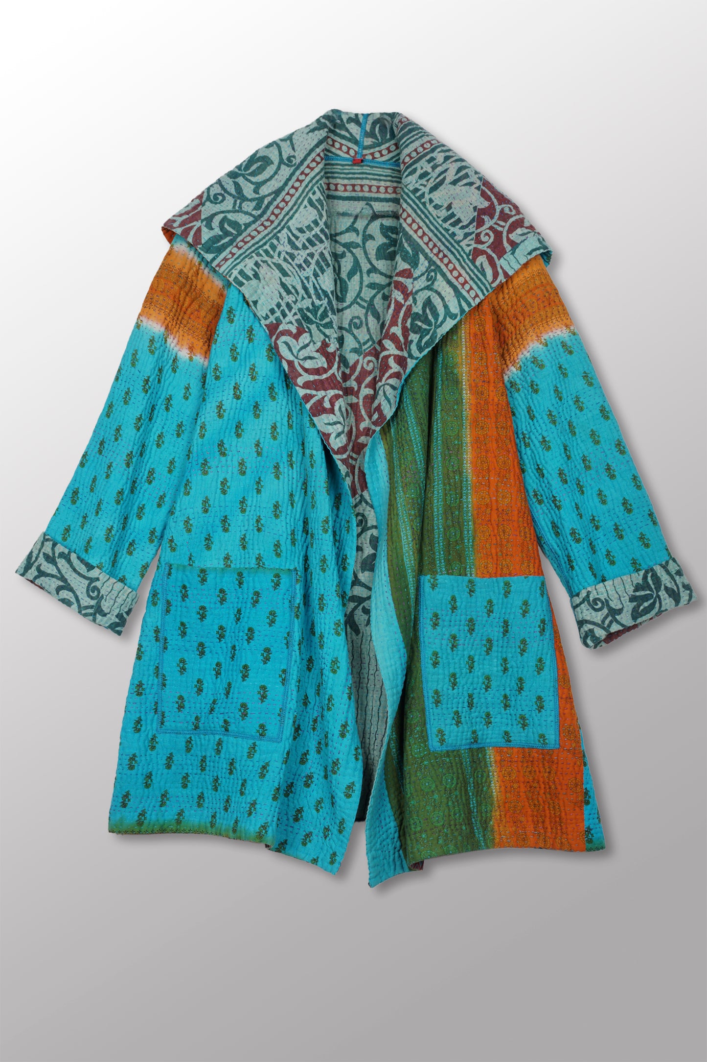 VINTAGE COTTON KANTHA POCKET COAT - cv4301-0020a -