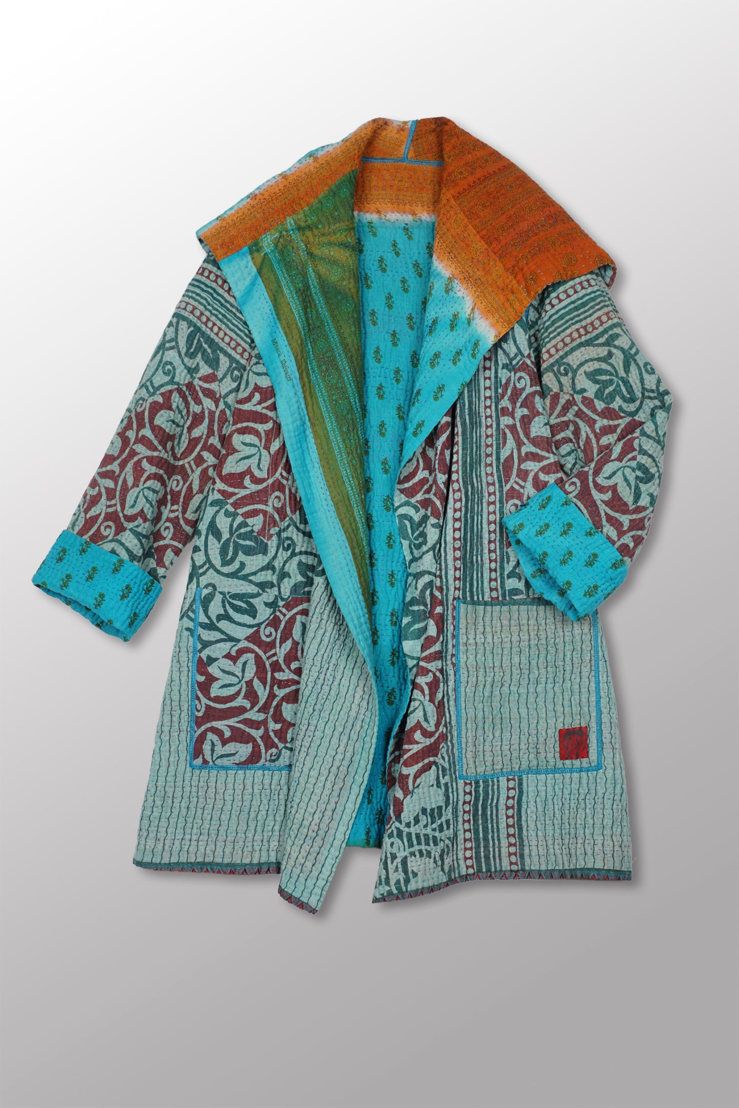 VINTAGE COTTON KANTHA POCKET COAT - cv4301-0020a -