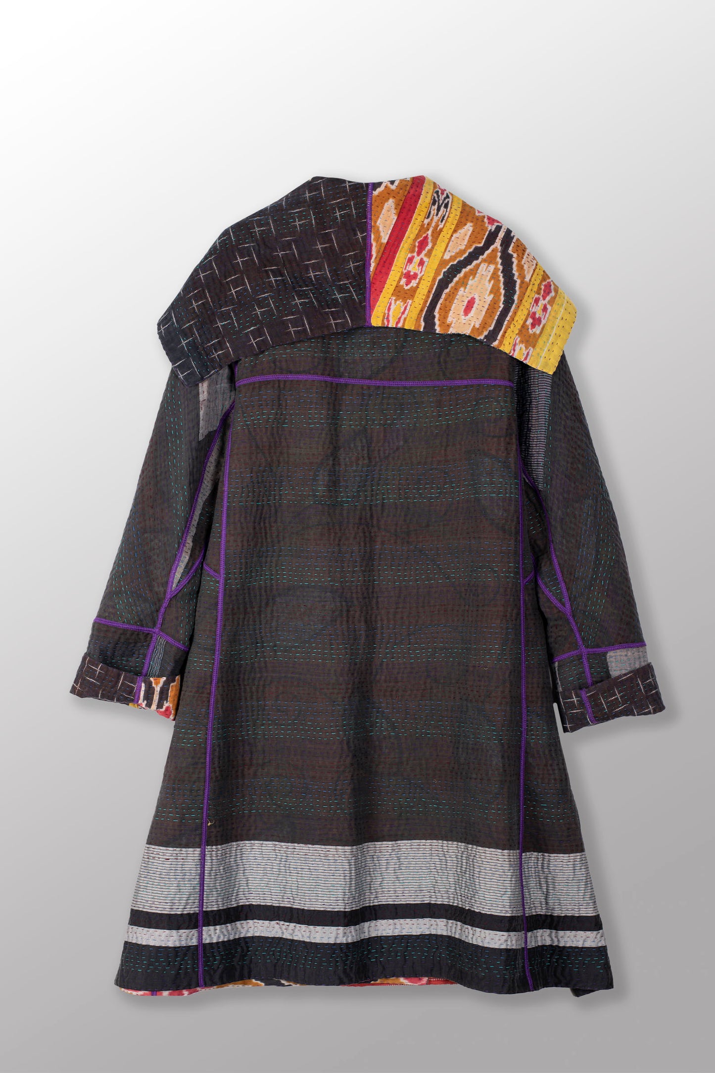 VINTAGE COTTON KANTHA A-LINE COAT - cv4309-0057a -