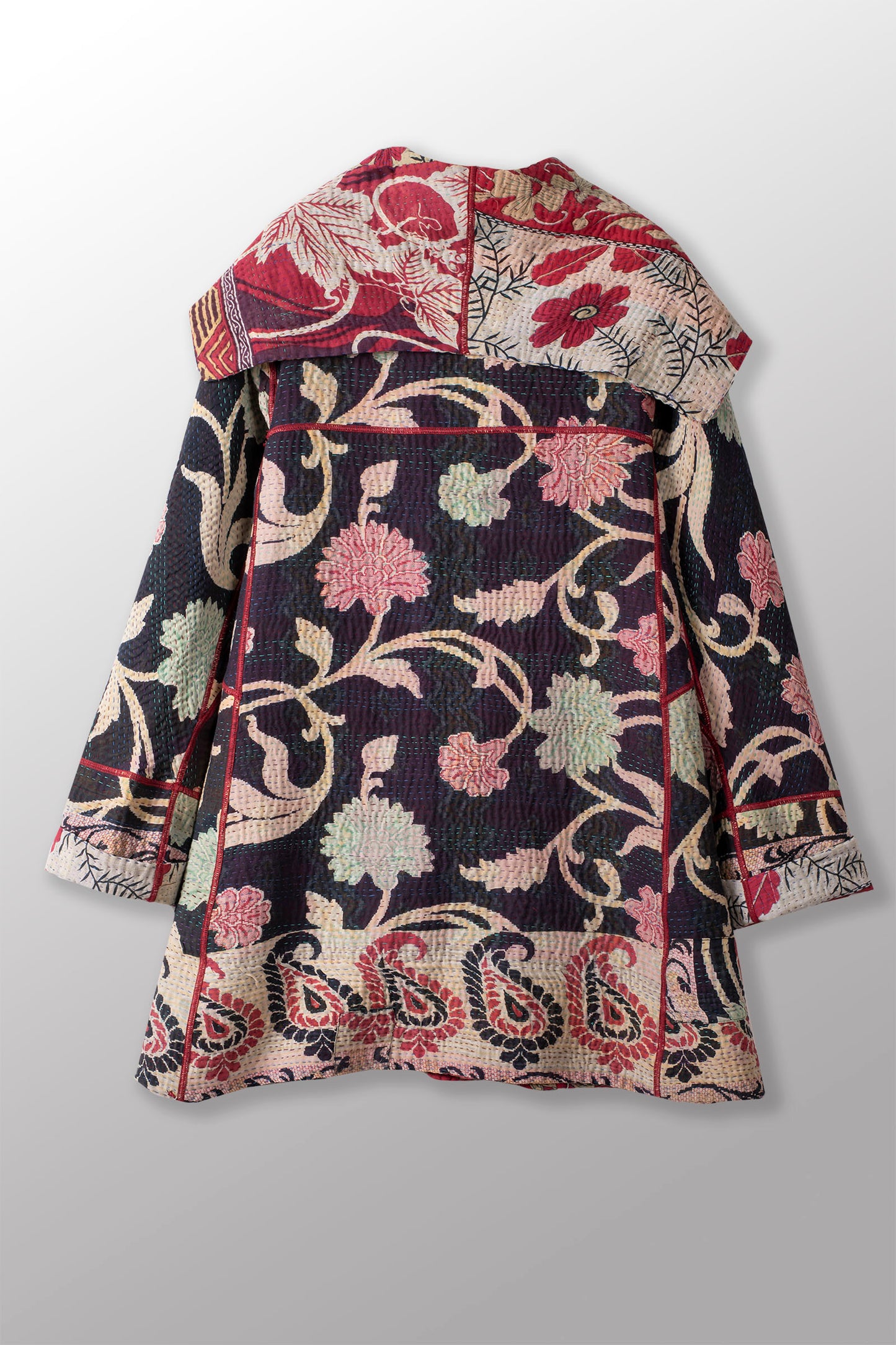 VINTAGE COTTON KANTHA A-LINE COAT P - cv4336-0060a -