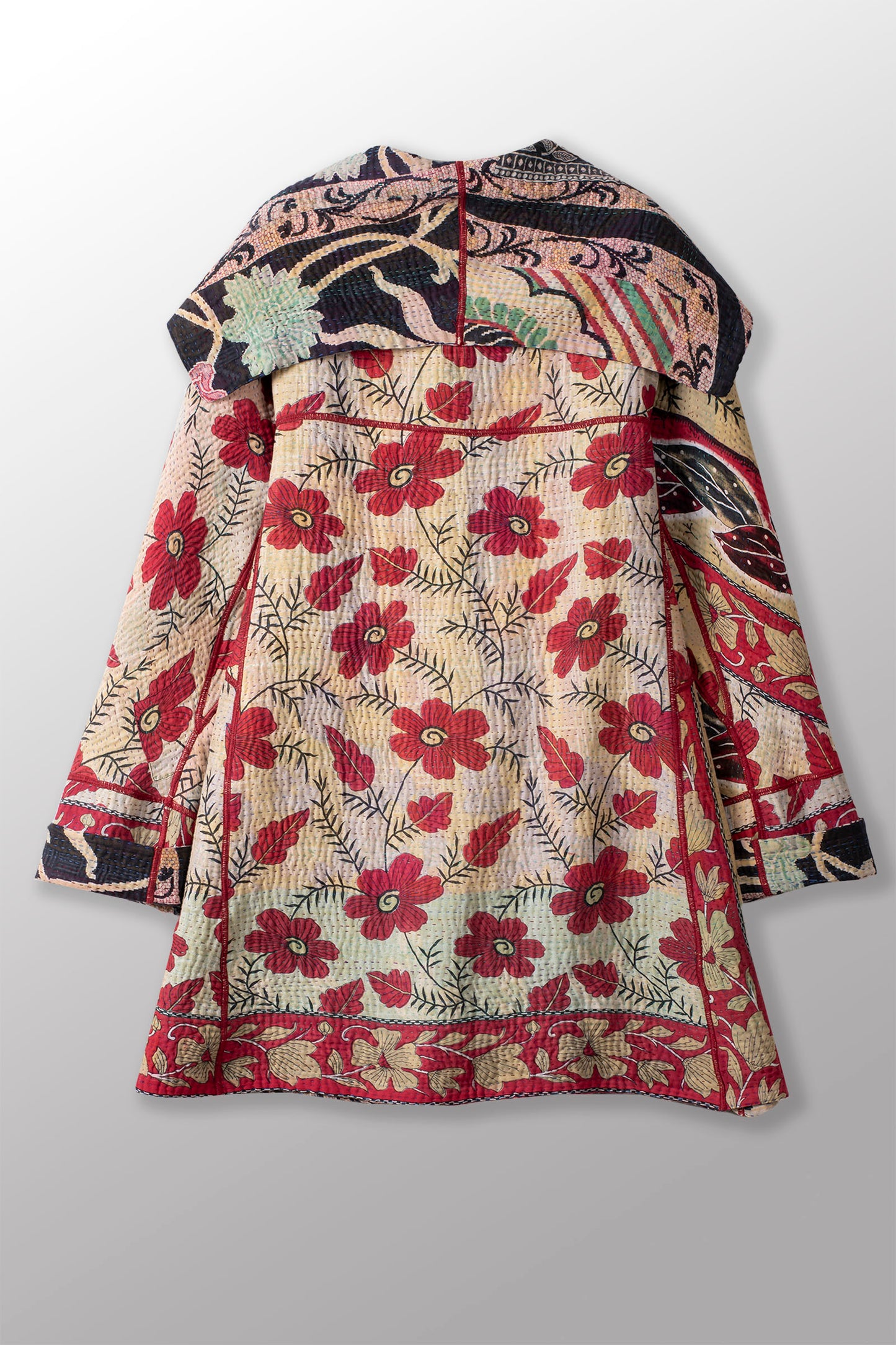 VINTAGE COTTON KANTHA A-LINE COAT P - cv4336-0060a -