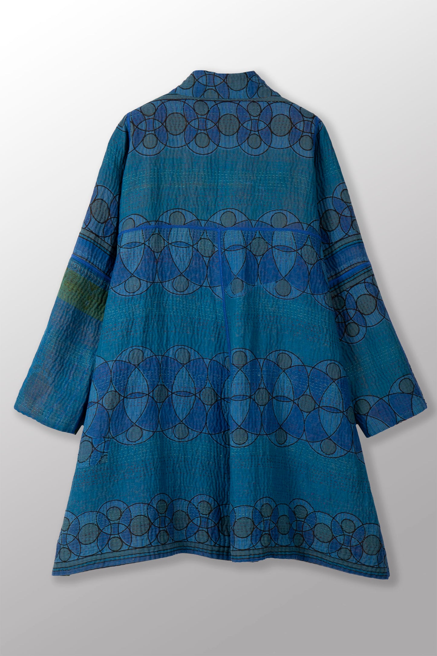 VINTAGE COTTON KANTHA A-LINE DUSTER - cv4311-0106a -