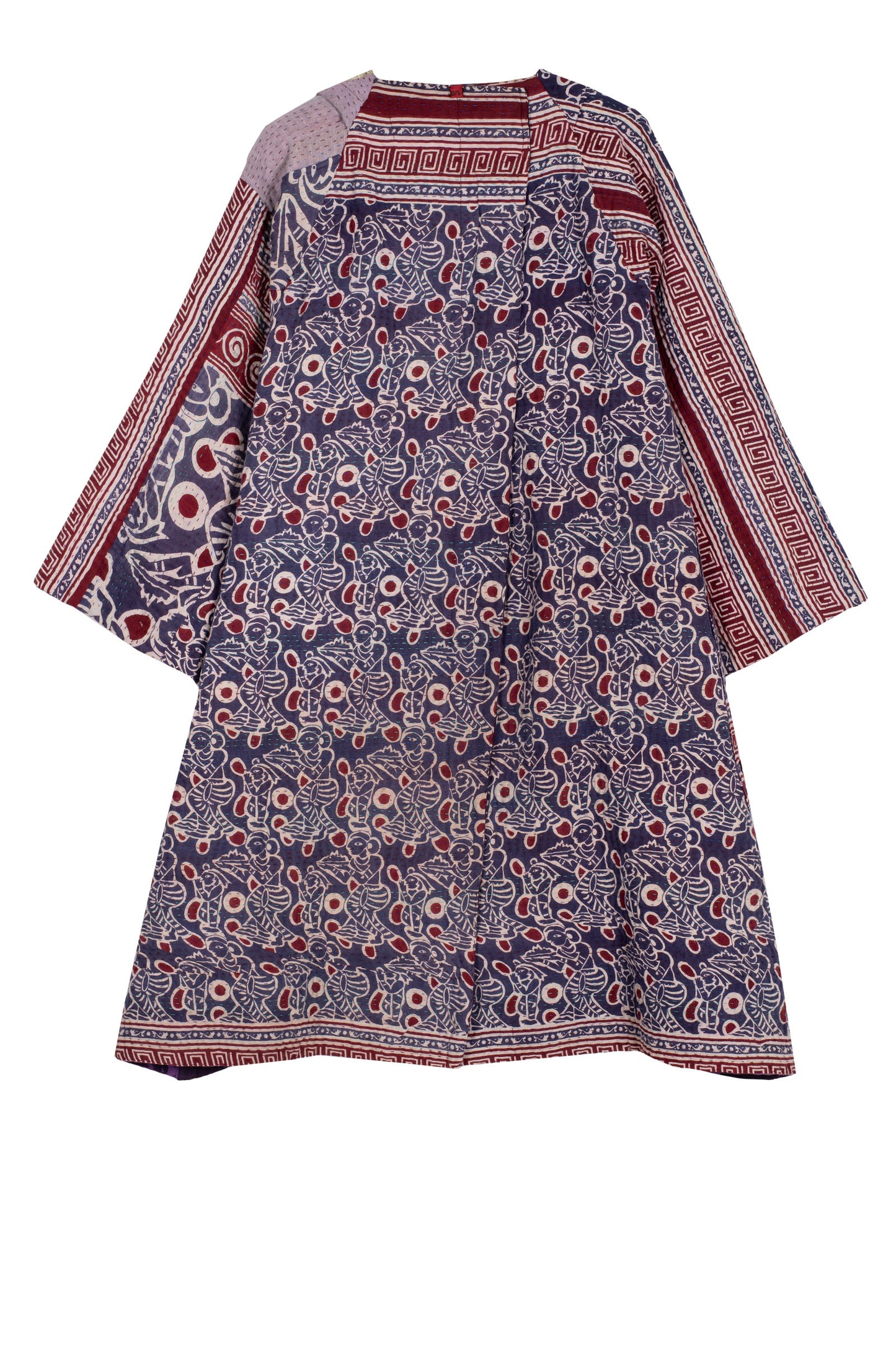 VINTAGE COTTON KANTHA KIMONO DUSTER - cv4317-0029a -