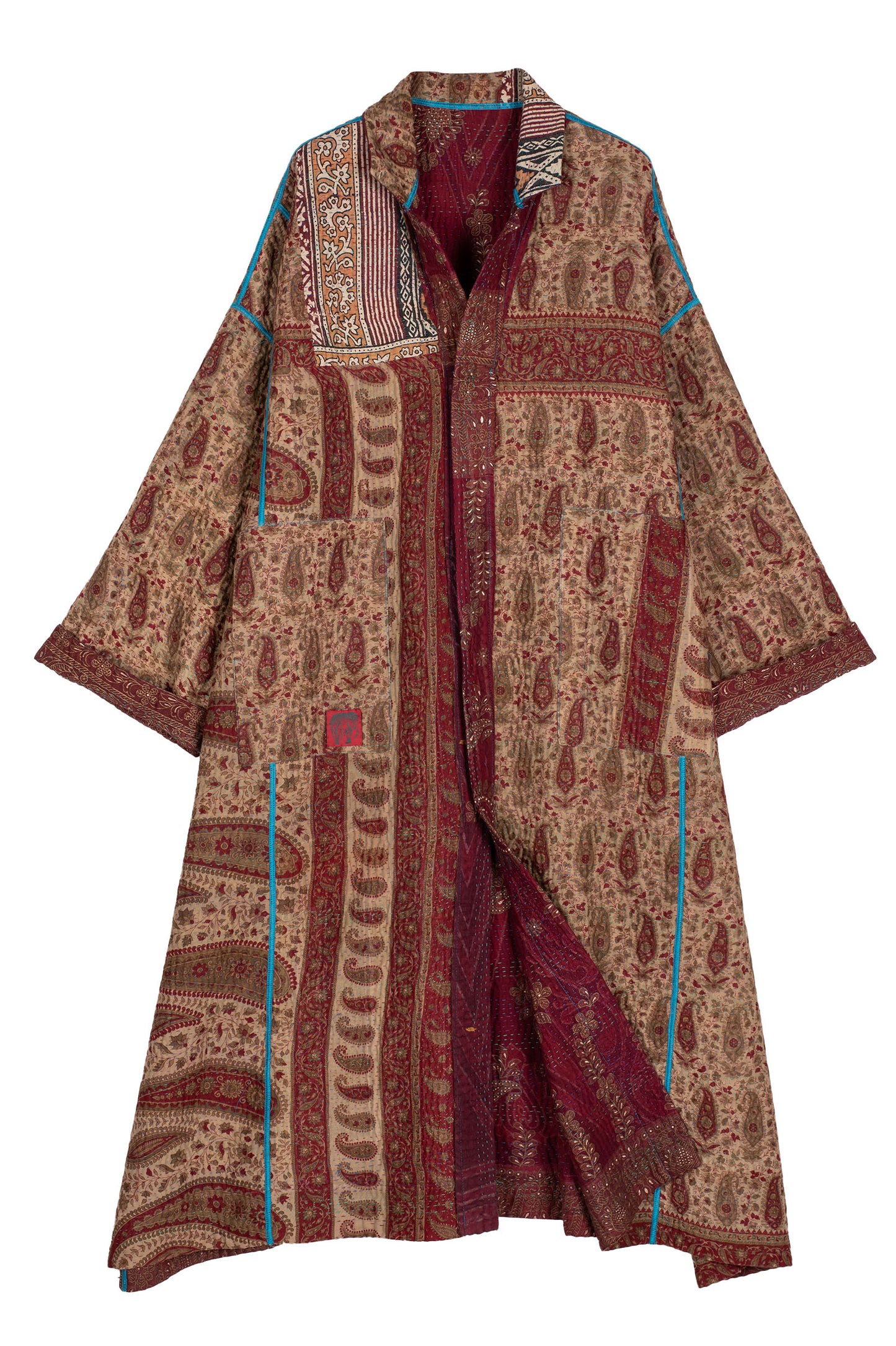 VINTAGE COTTON KANTHA OVERSIZED COAT - cv4326-0037a -