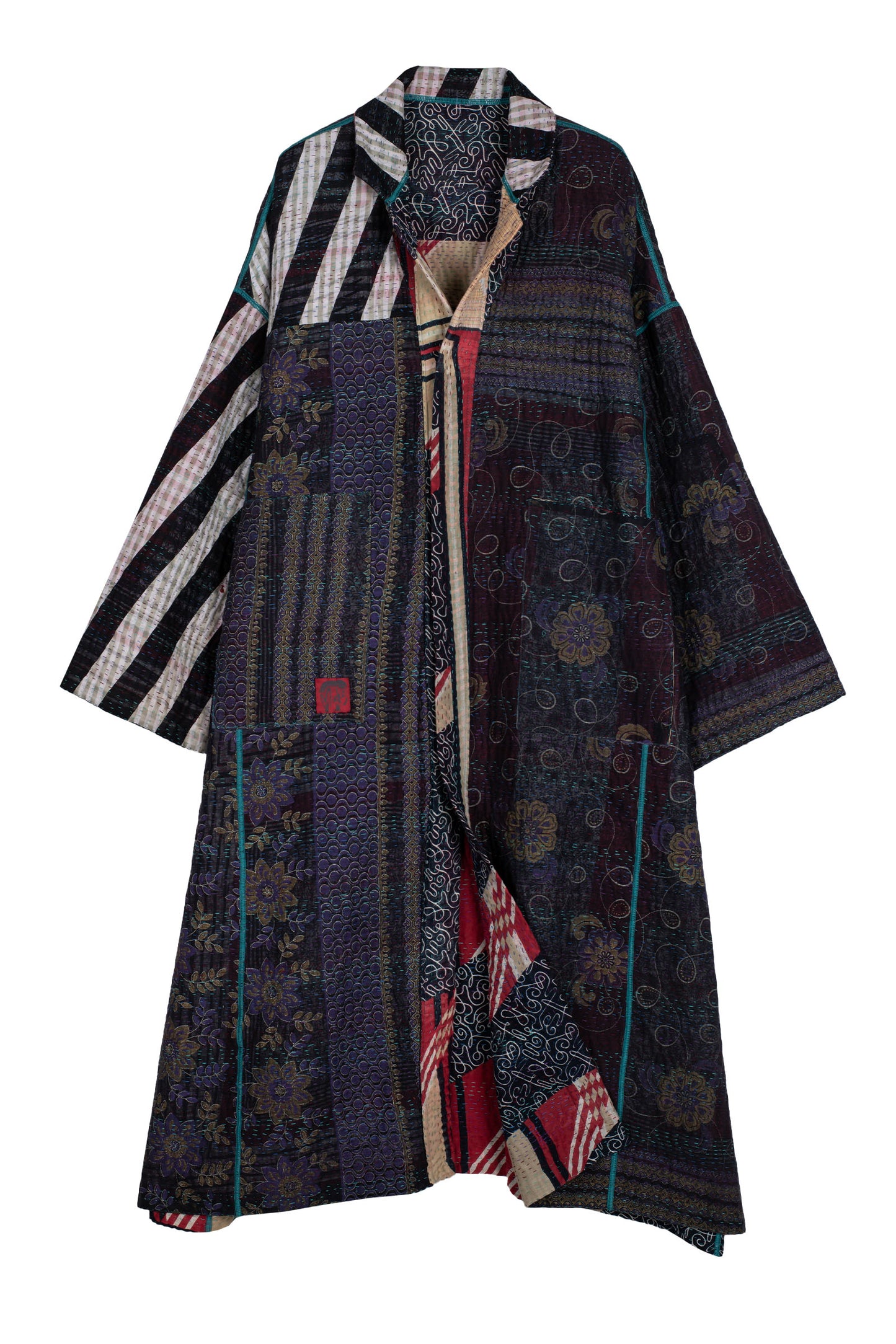 VINTAGE COTTON KANTHA OVERSIZED COAT - cv4326-0038a -