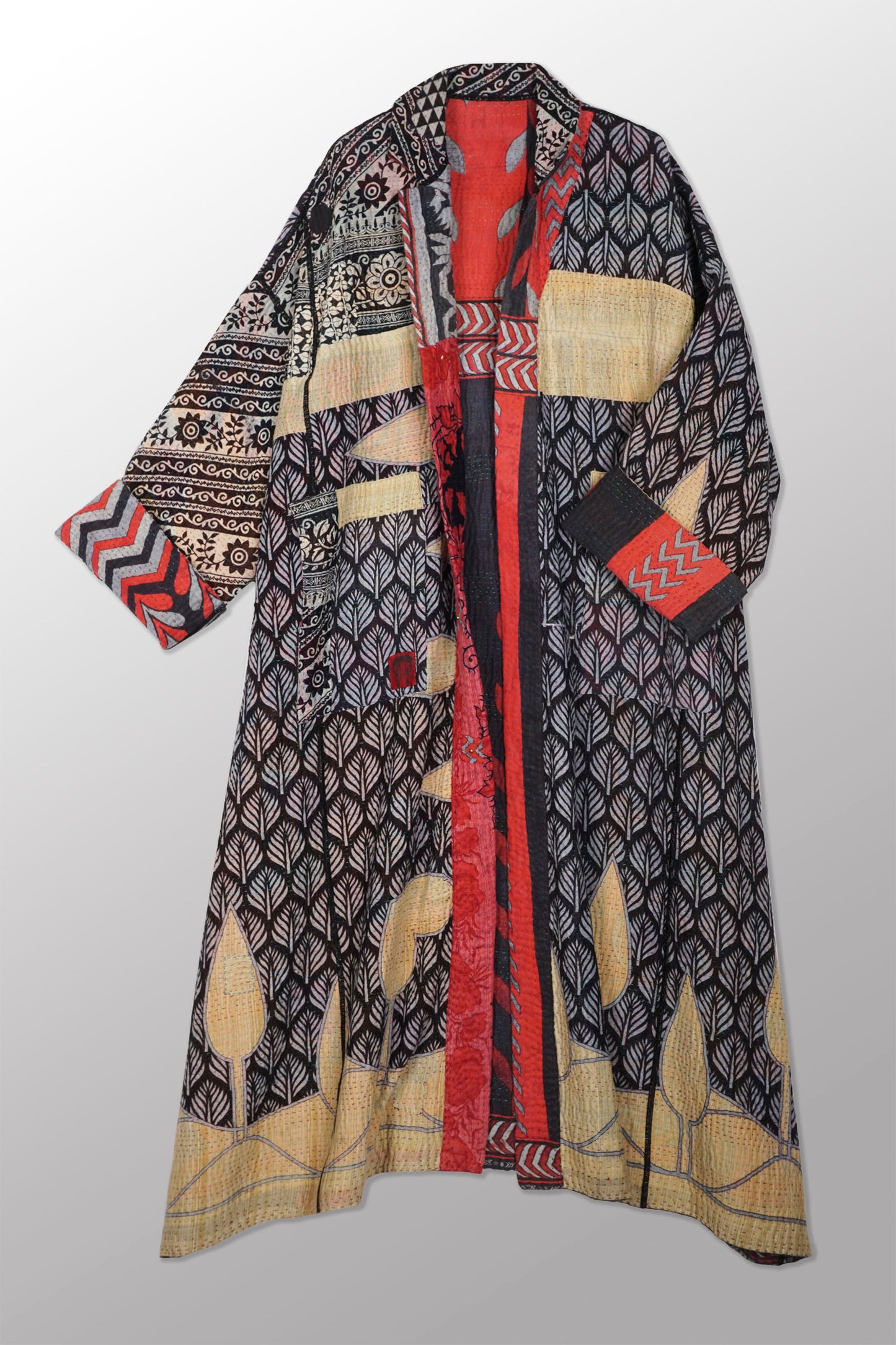 VINTAGE COTTON KANTHA OVERSIZED COAT - cv4326-0052a -