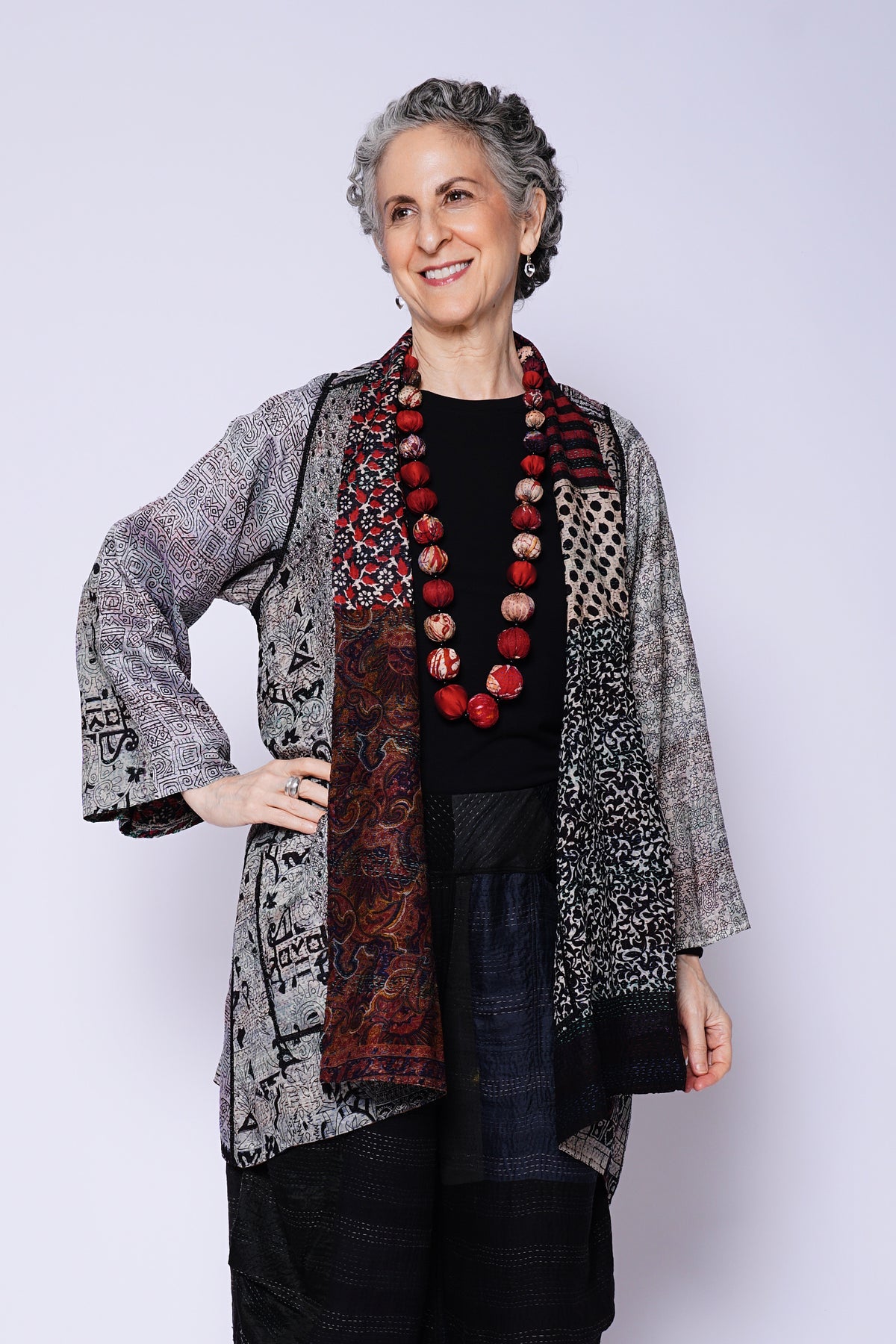 VINTAGE SILK KANTHA A-LINE JKT - sv2003-0410a -