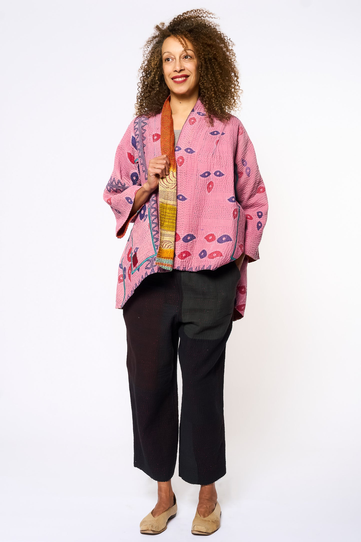 VINTAGE COTTON KANTHA KIMONO JKT - cv4004-0213a -