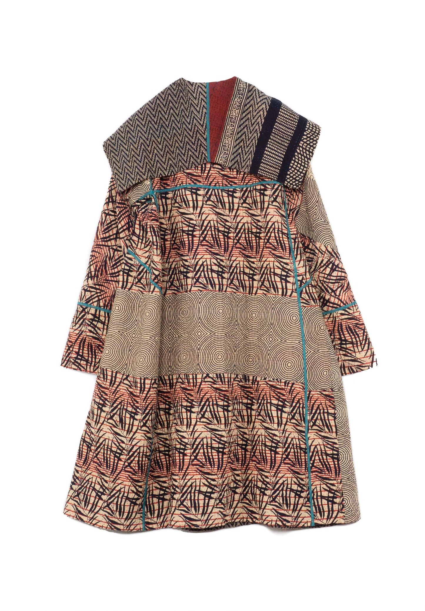 SOHO BAMBOO KANTHA A-LINE COAT - bo4309-blk -