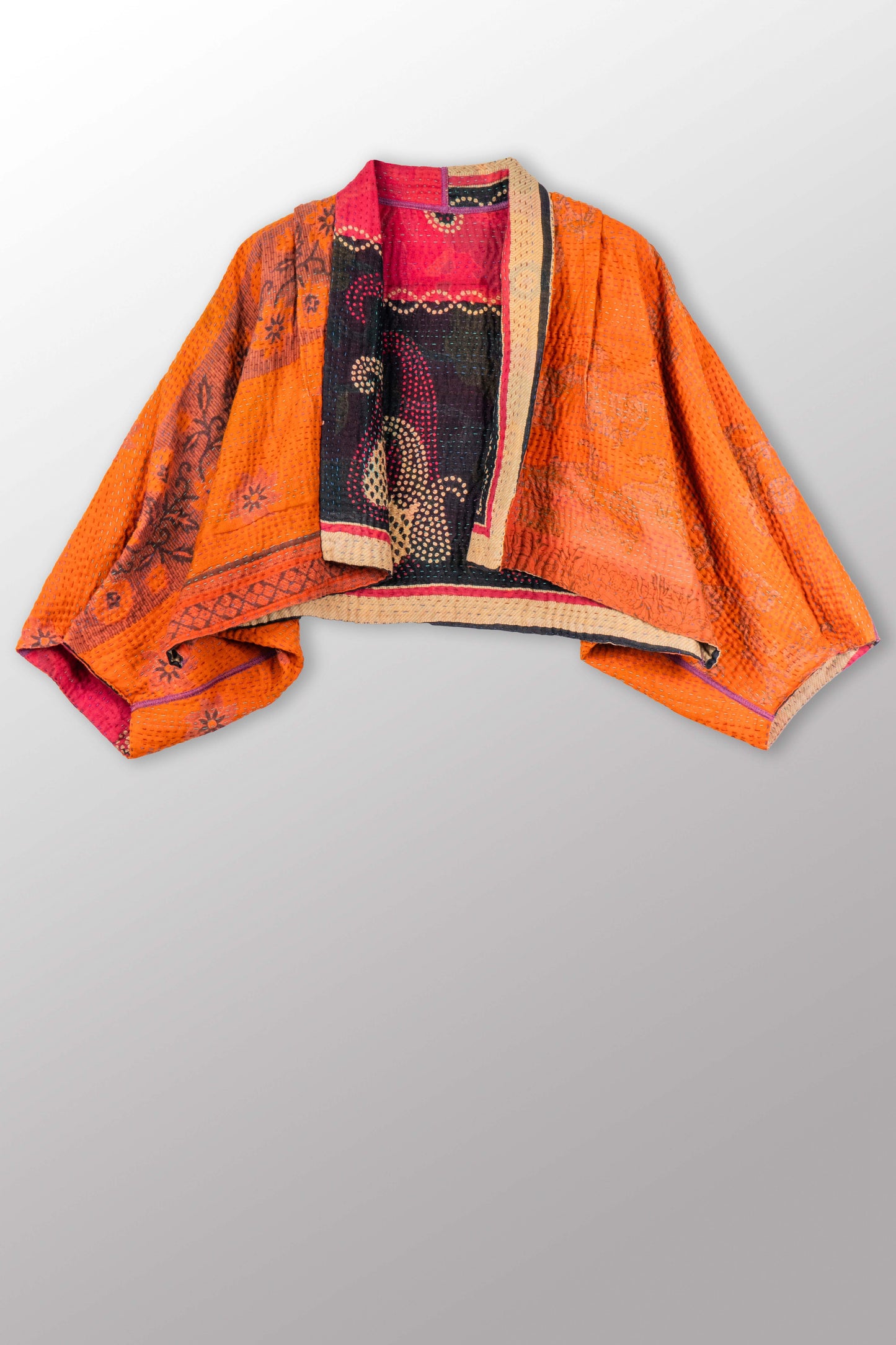 VINTAGE COTTON KANTHA  PUFF SLV. SHRUG - cv4062-0056a -