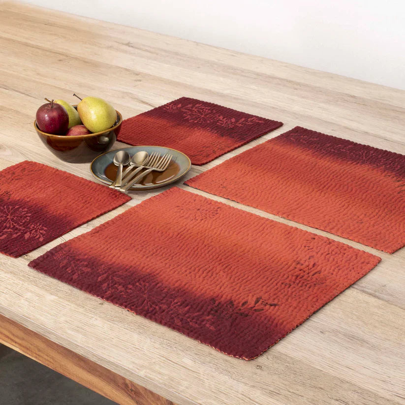 Ombre Patch Handmade Placemats -Orange (Set of 2)