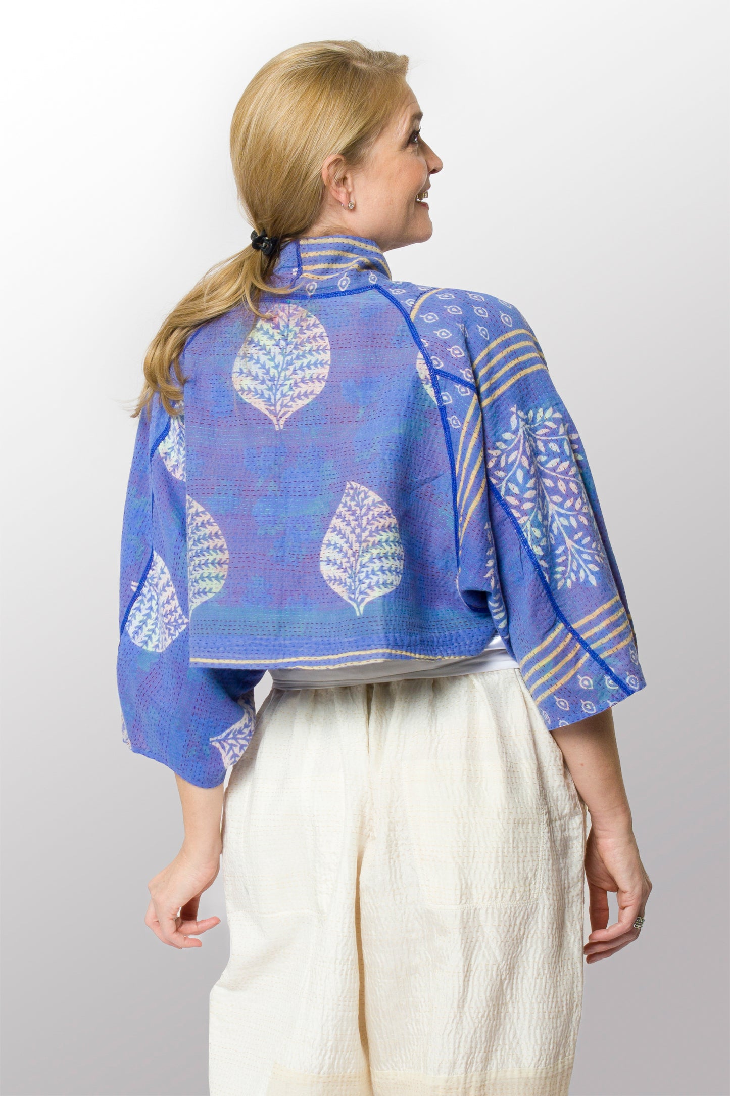 VINTAGE COTTON KANTHA PUFF SLV. SHRUG - cv2062-0012a -