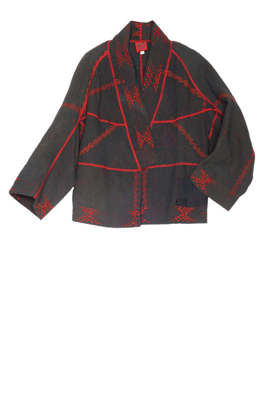 SQUARE RALLI KANTHA DOLMAN SHORT JKT - qr4015-blk -