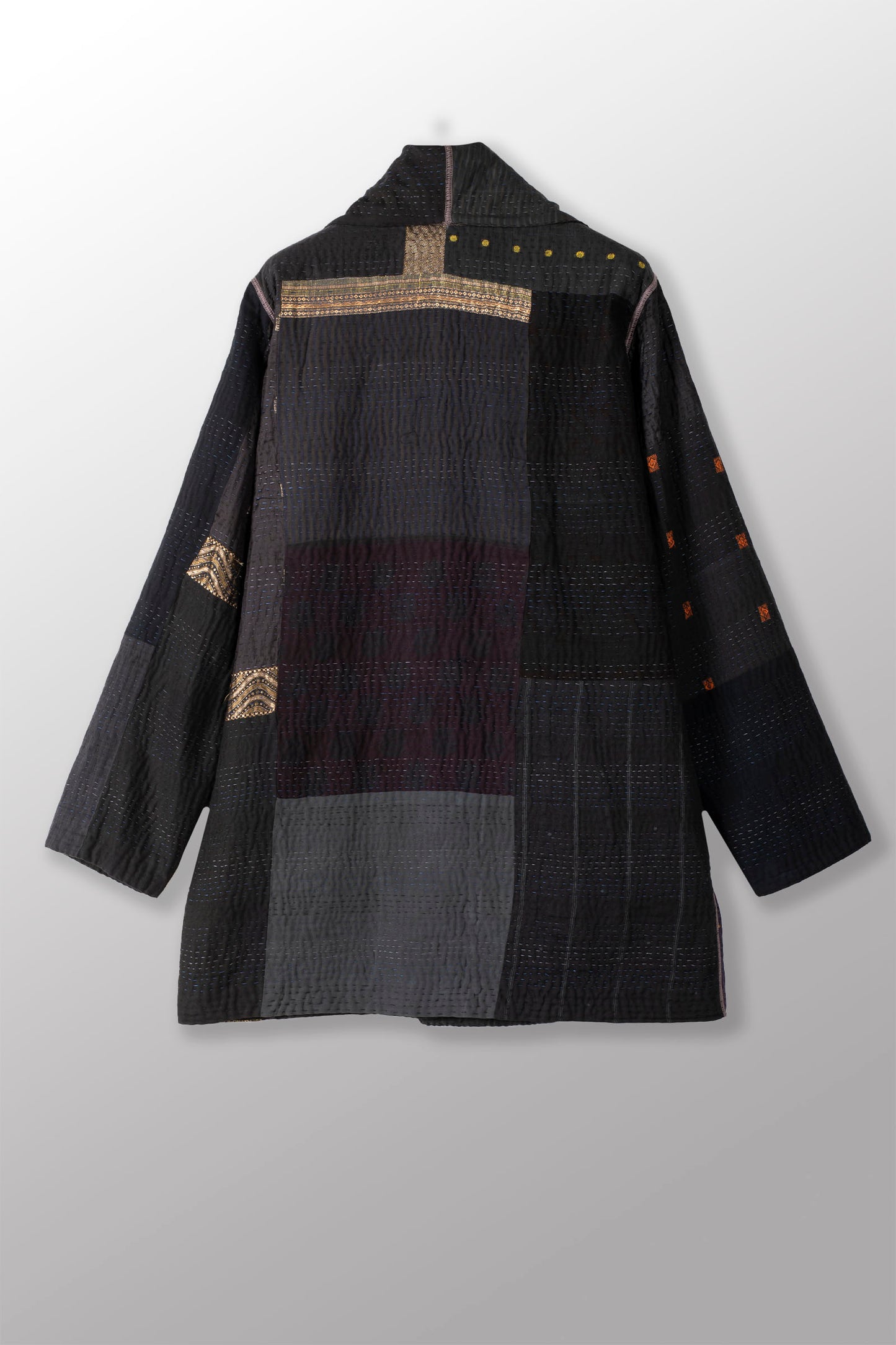 COTTON SILK SW PATCH KANTHA POCKET JKT - ws4002-blk -