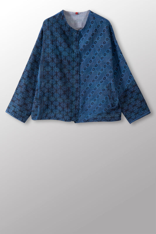 COTTON OVERDYE KANTHA CREW NECK SHORT JKT - ov4053-cblu010a -