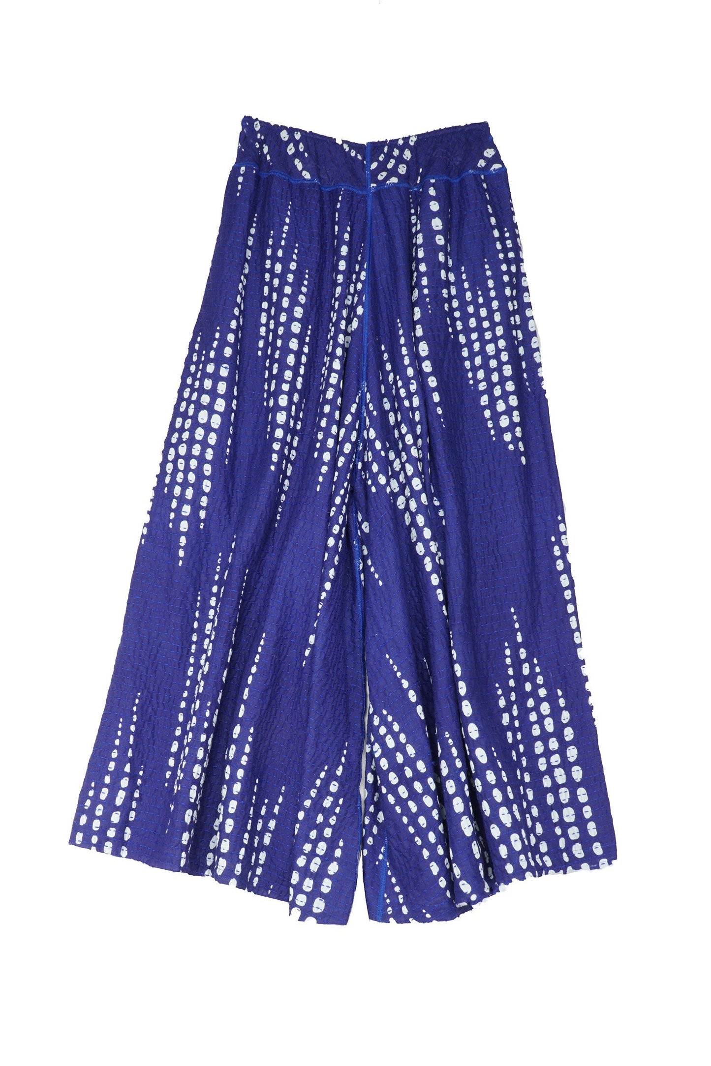 SHIBORI DROP BBK KANTHA WIDE LEG PANTS - sd2623-blu -