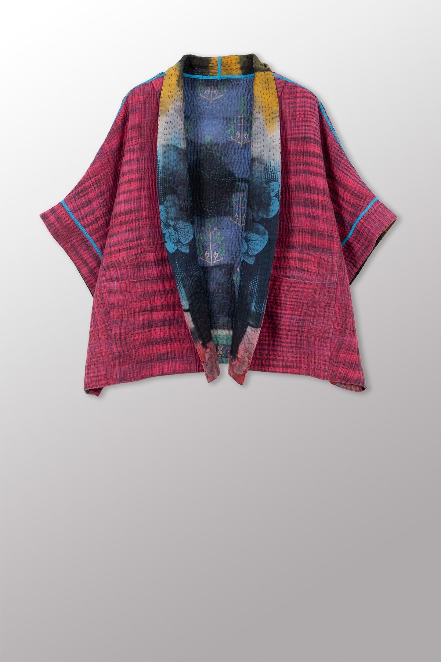 VINTAGE COTTON KANTHA MINI PONCHO - cv4060-0069a -