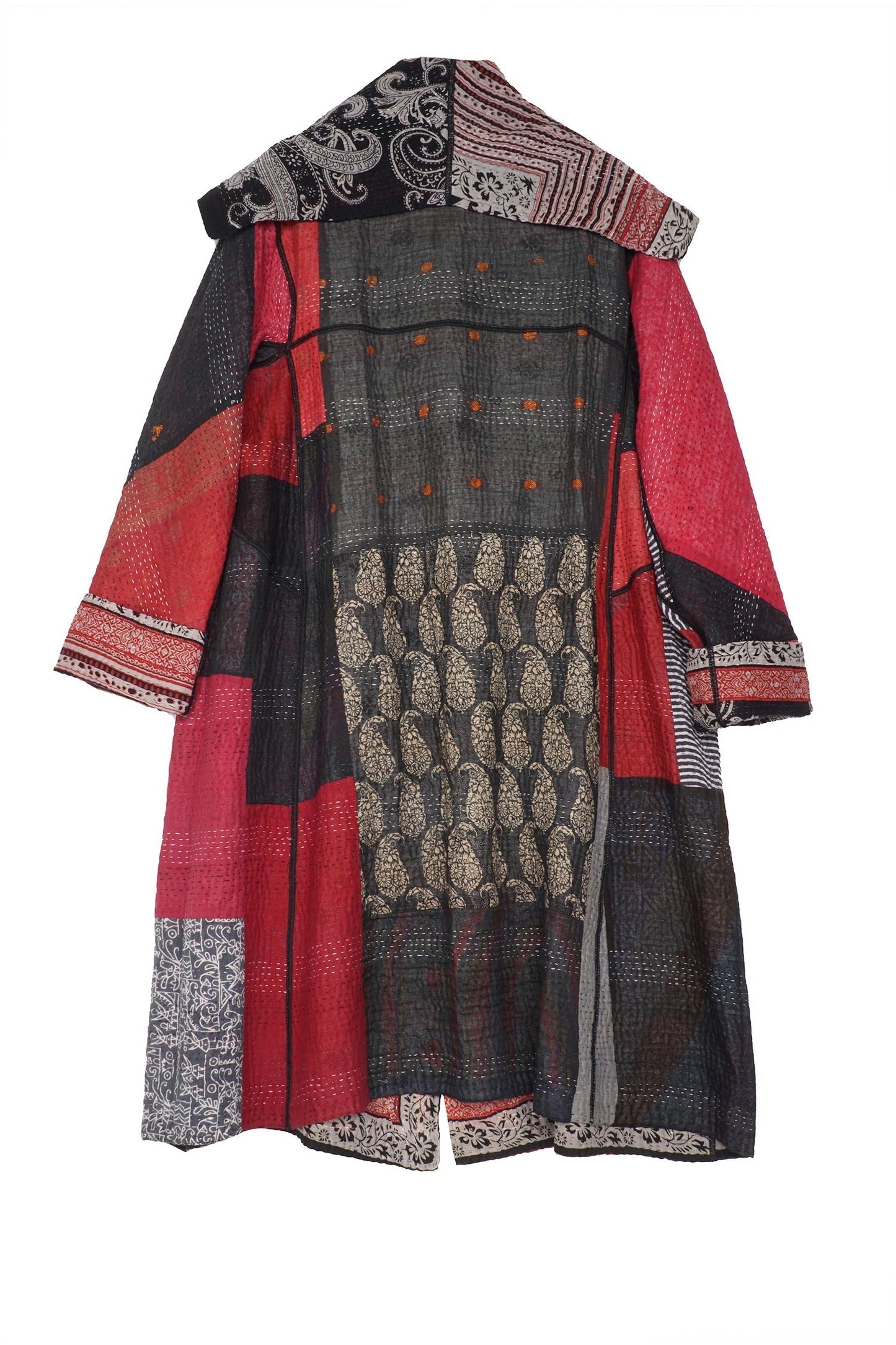 PAISLEY & PATCH KANTHA A-LINE COAT - py4309-blk -