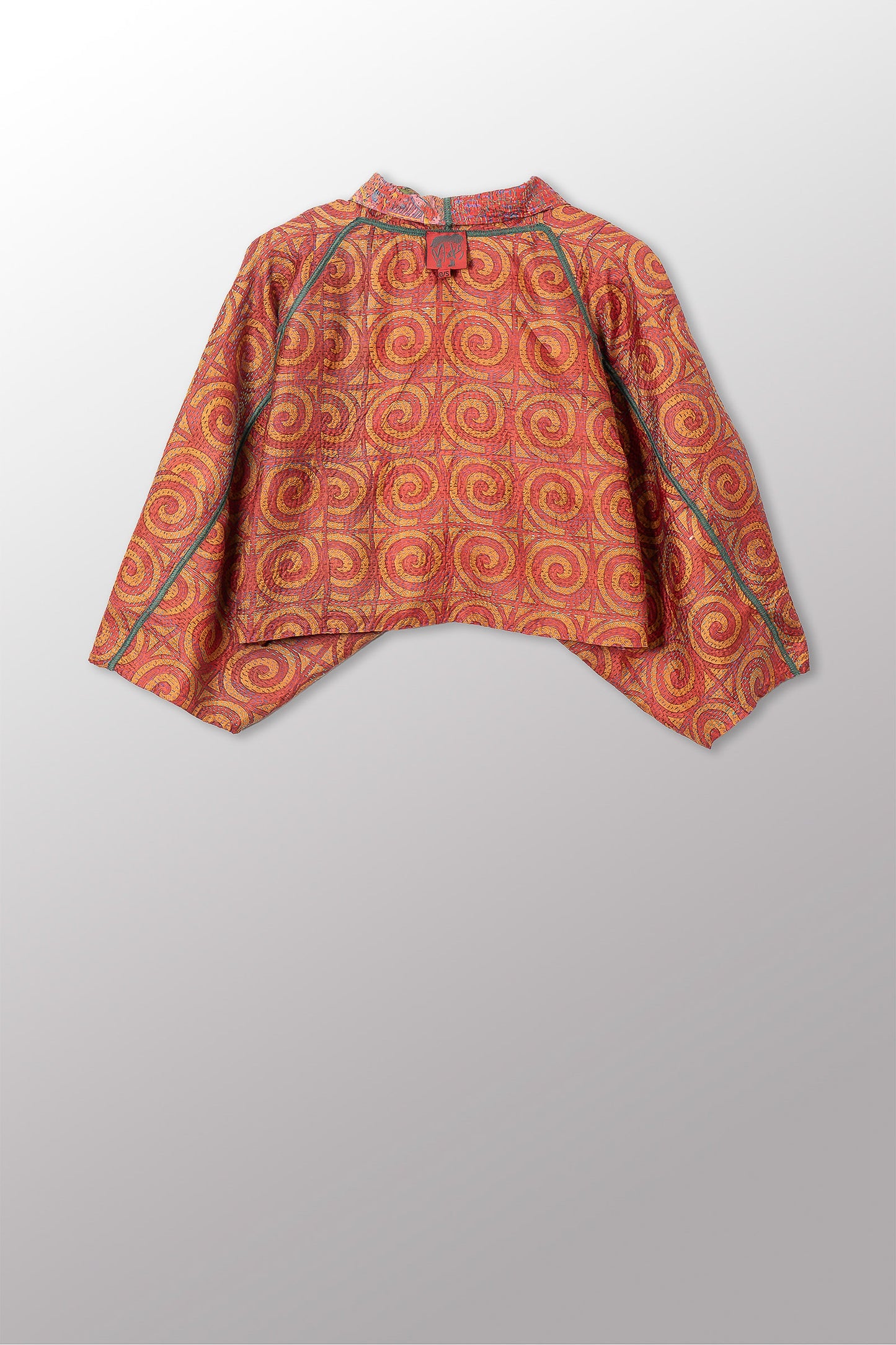 VINTAGE SILK KANTHA PUFF SLV. SHRUG - sv2062-0023a -