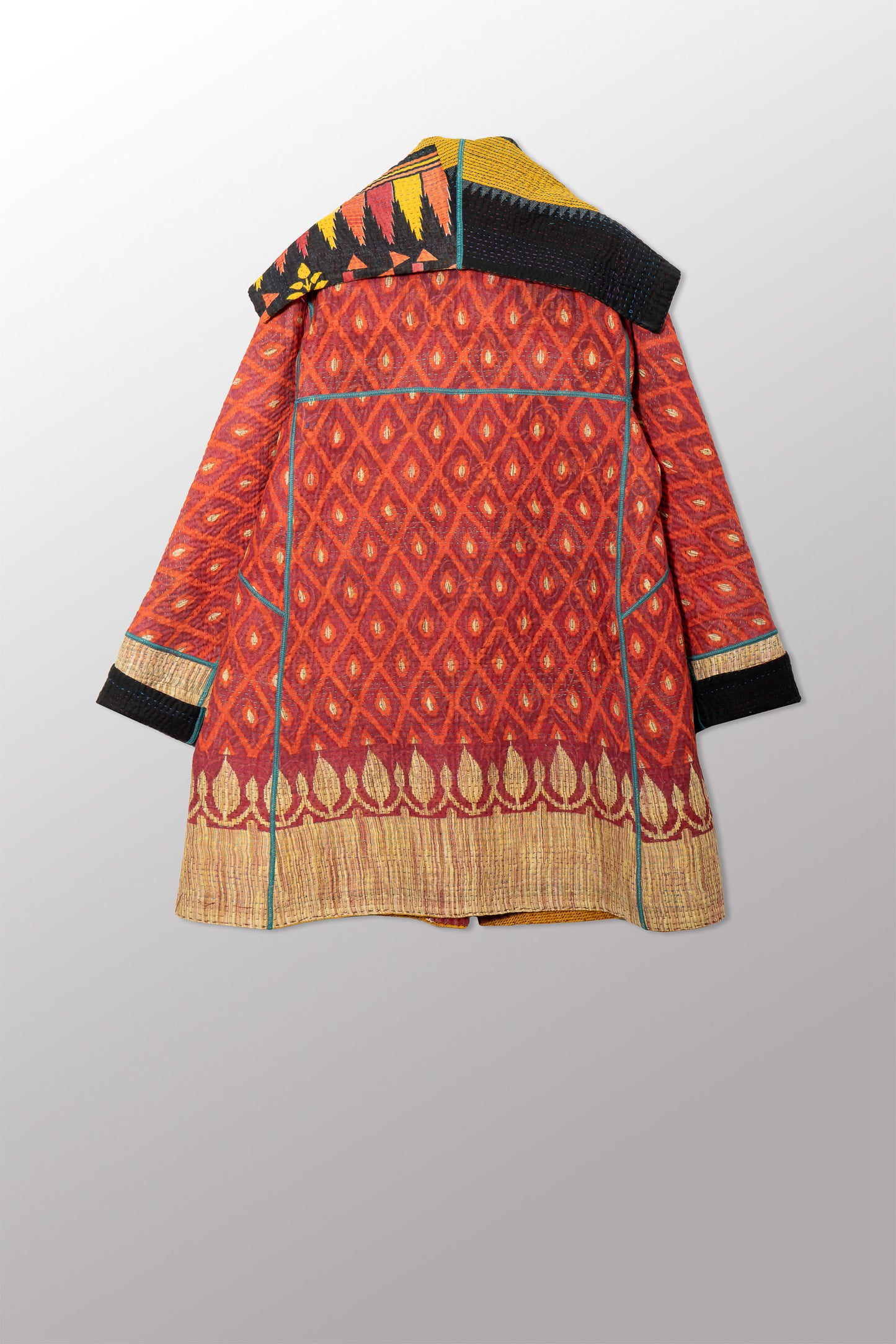 VINTAGE COTTON KANTHA A-LINE COAT P - cv4336-0001a -