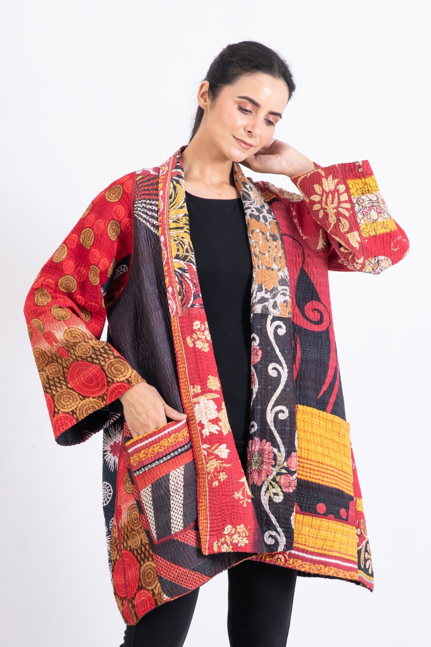 PUZZLE KANTHA A-LINE JKT - pz4003-red -