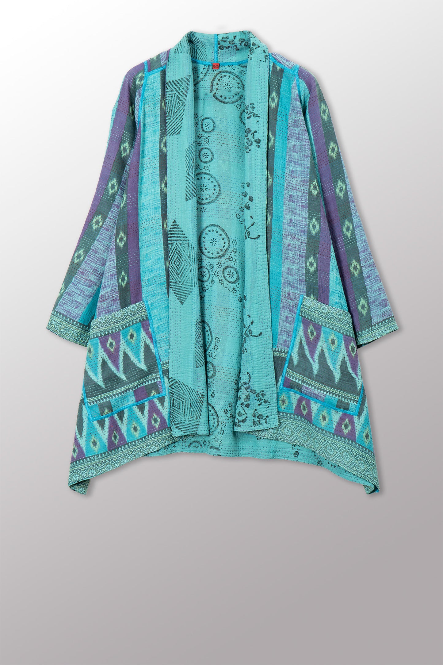 VINTAGE COTTON & NEW VOILE KANTHA A-LINE JKT - cn2003-0007a -