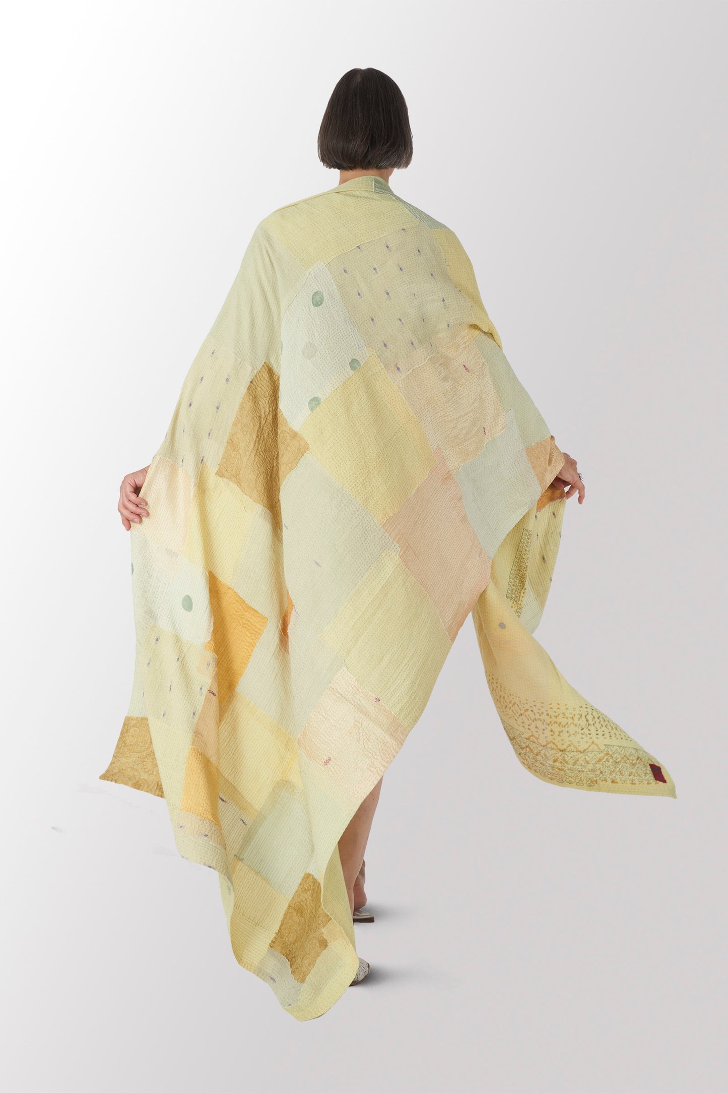 POWDER PATCH KANTHA SHAWL LARGE - pd2803-ylw -