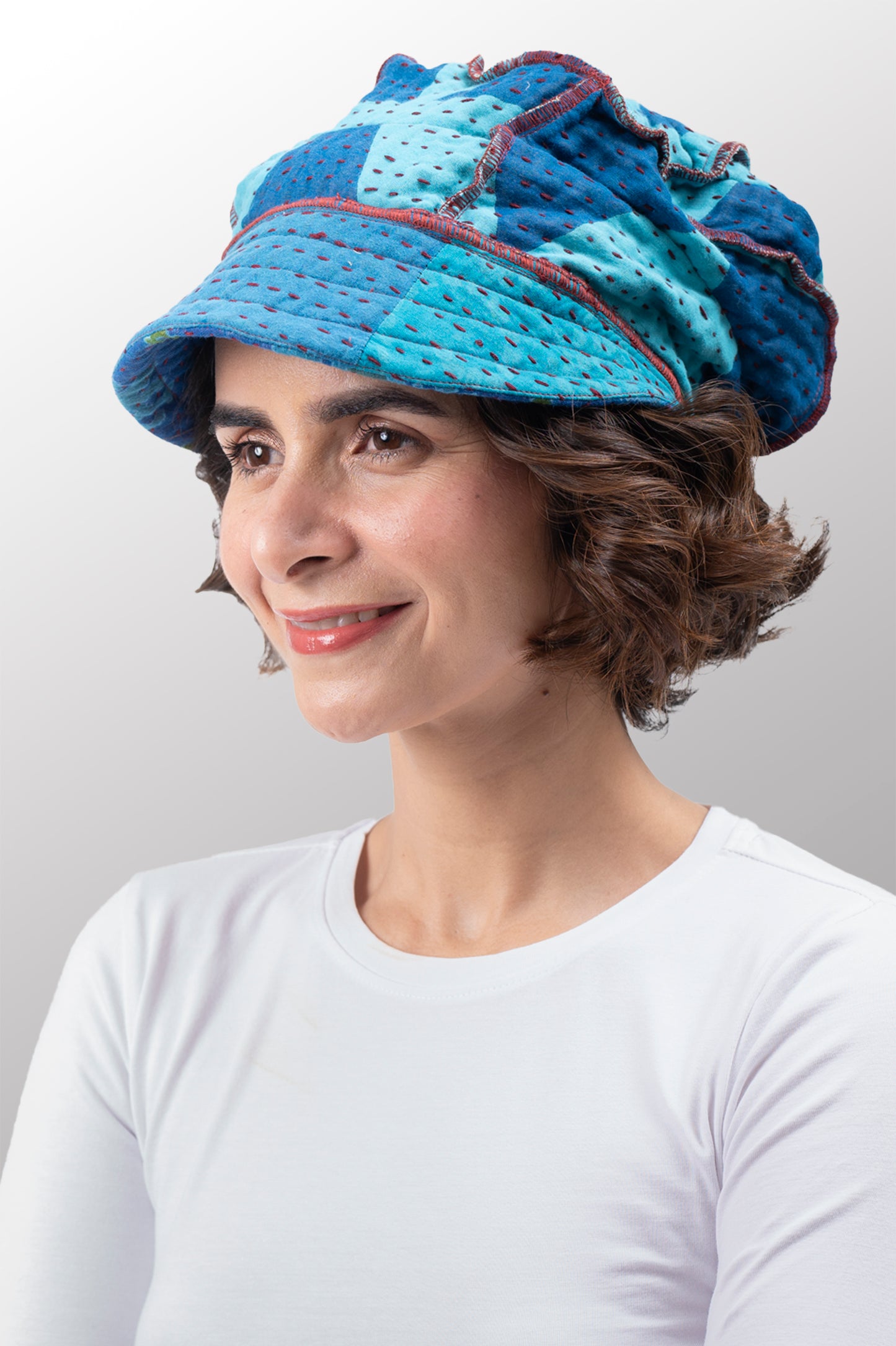 VINTAGE COTTON BBK KANTHA HALF BRIM HAT - bb4881-0002a -