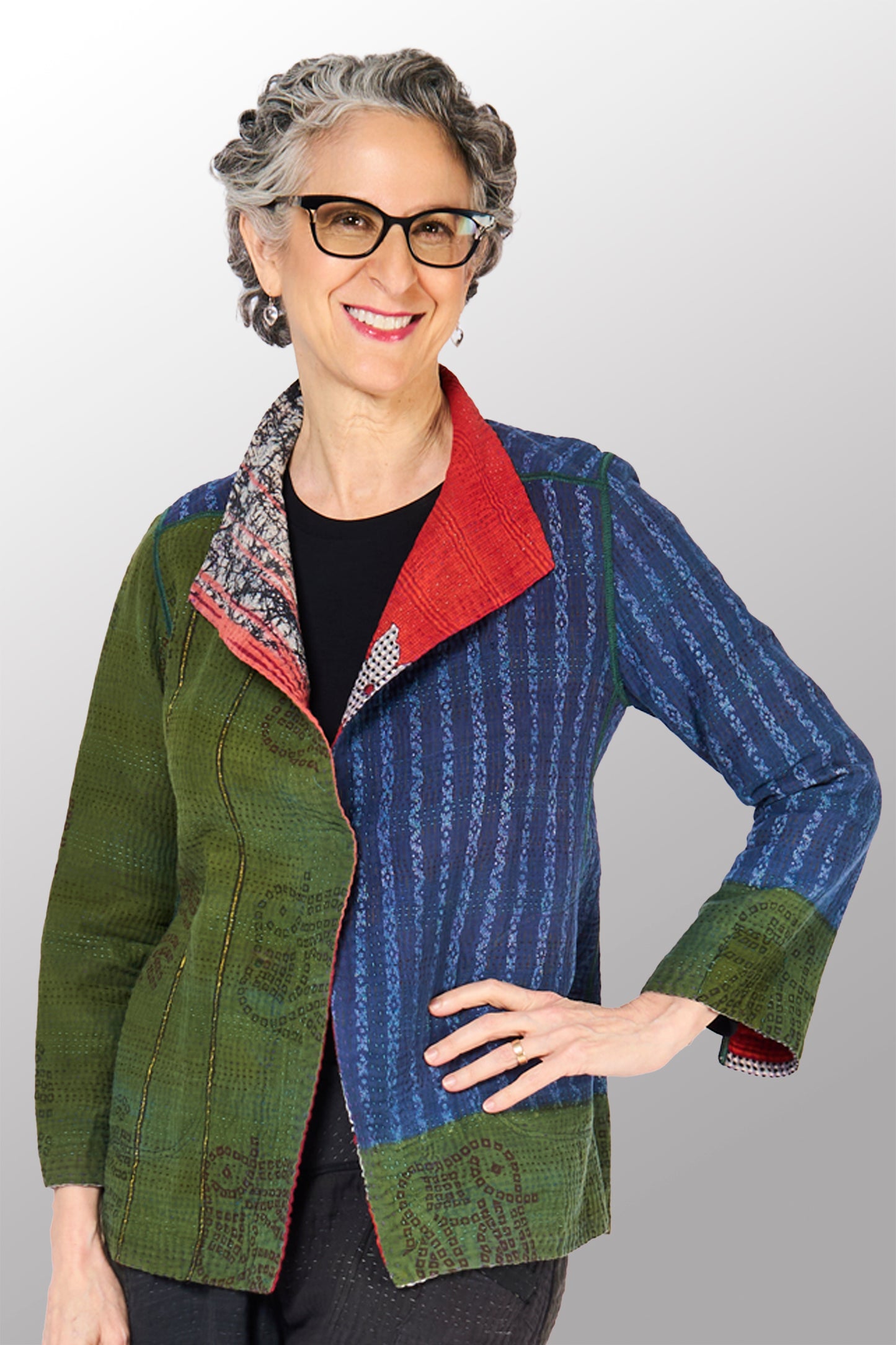 VINTAGE COTTON KANTHA SHORT JKT - cv4007-0337s -
