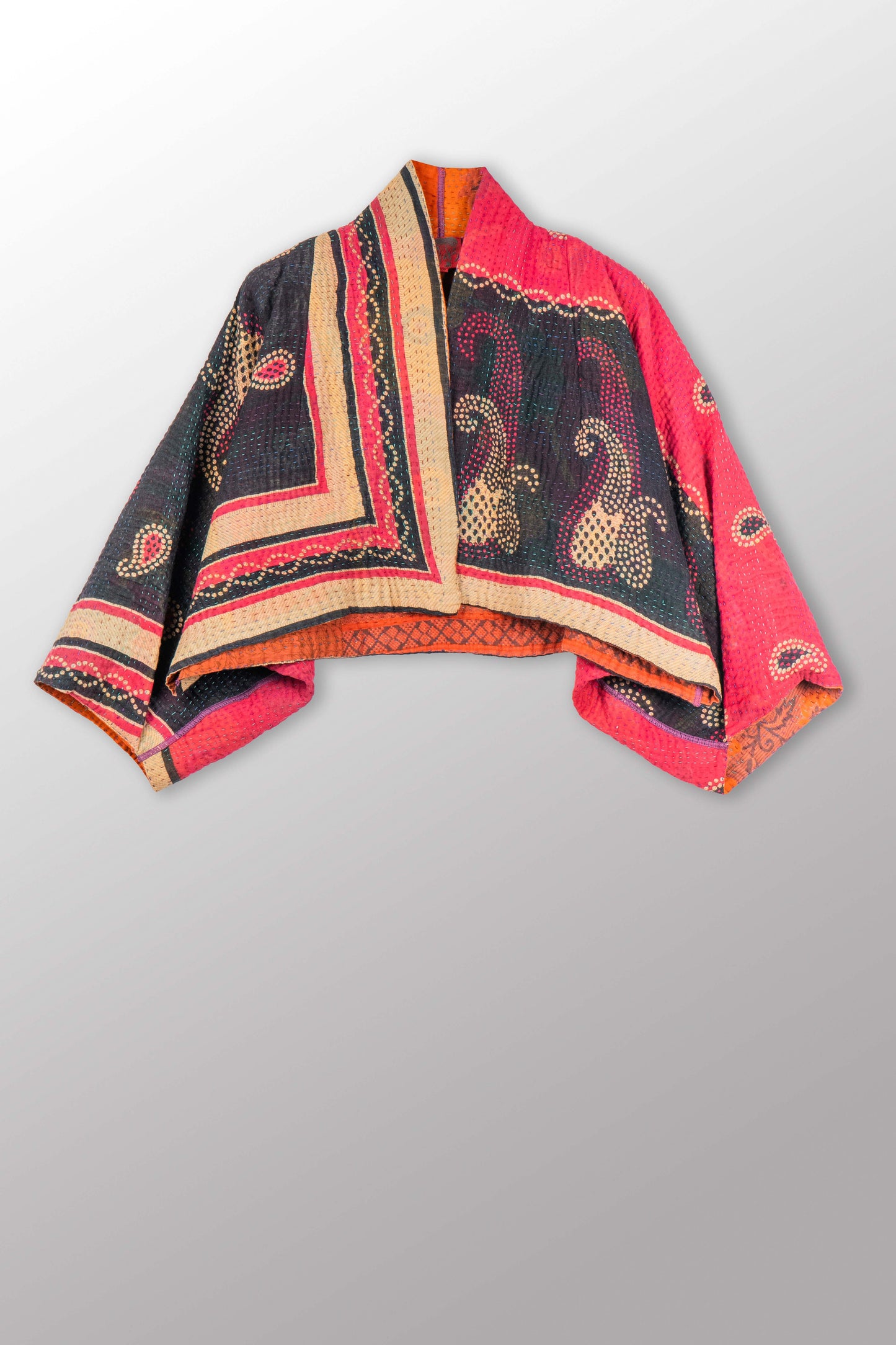 VINTAGE COTTON KANTHA  PUFF SLV. SHRUG - cv4062-0056a -