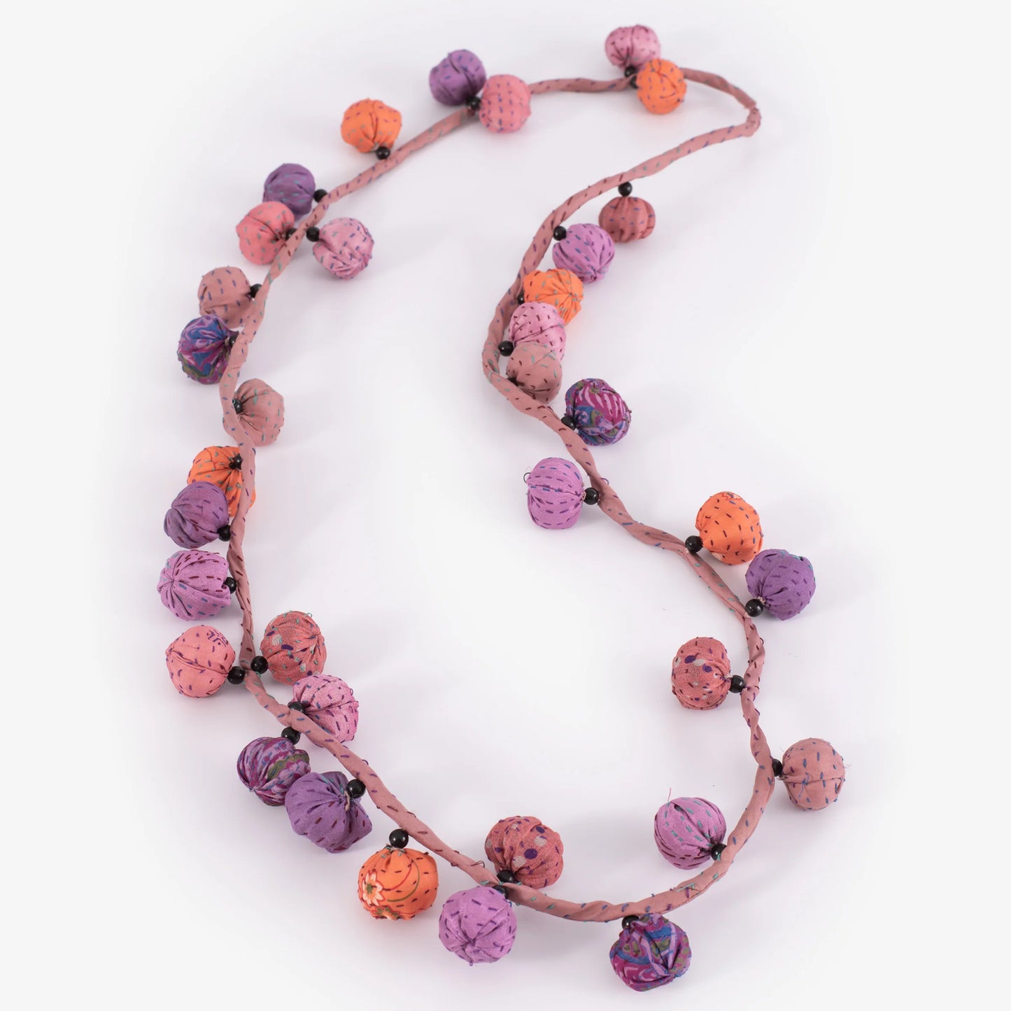 VINTAGE SILK KANTHA TWIGG LONG NECKLACE - sv2720-pik -