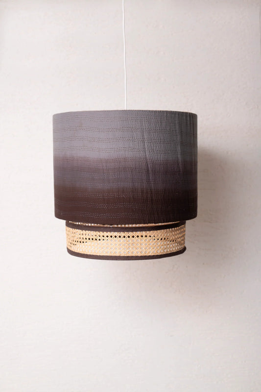 Ombre Kantha Hanging Lamp- Brown