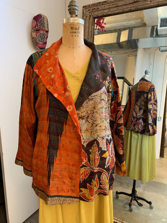 VINTAGE SILK KANTHA SHORT JKT - sv2007-0070m -