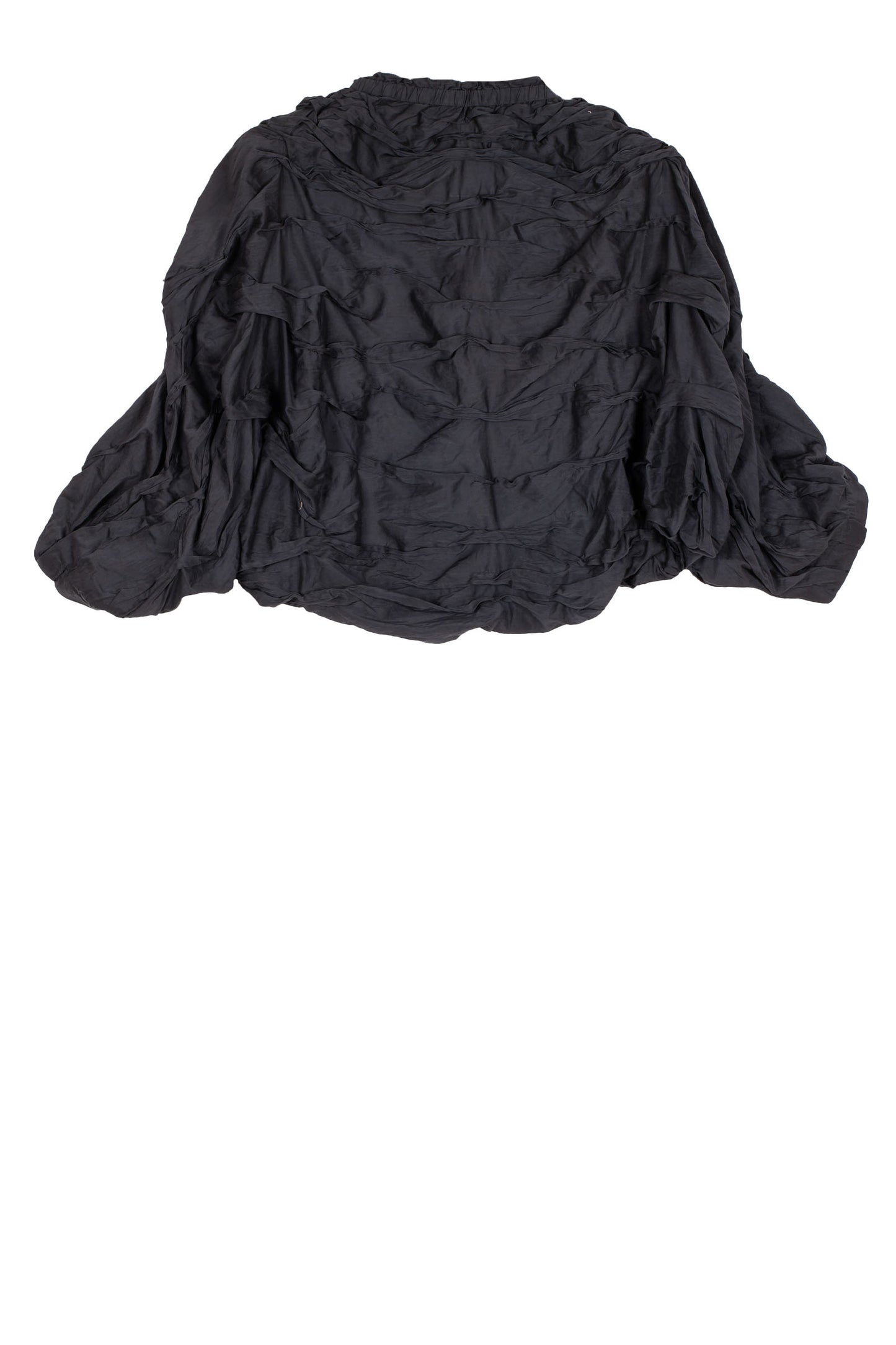 DYED COTTON SILK VOILE WAVY TUCK SHRUG - dc1067-blk -