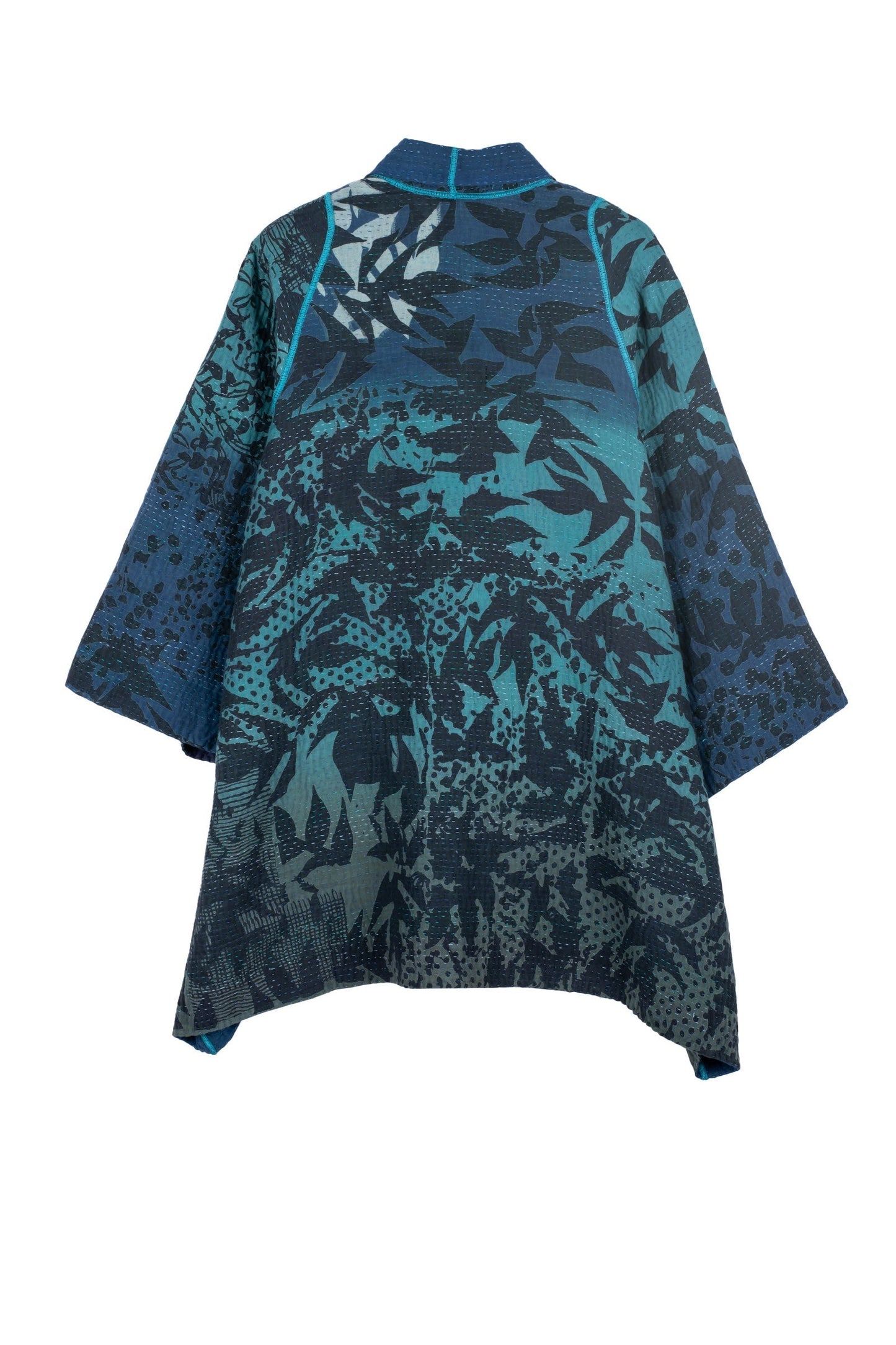 MONOTONE TWILIGHT PRINT KANTHA A-LINE JKT - tp4003-blu -