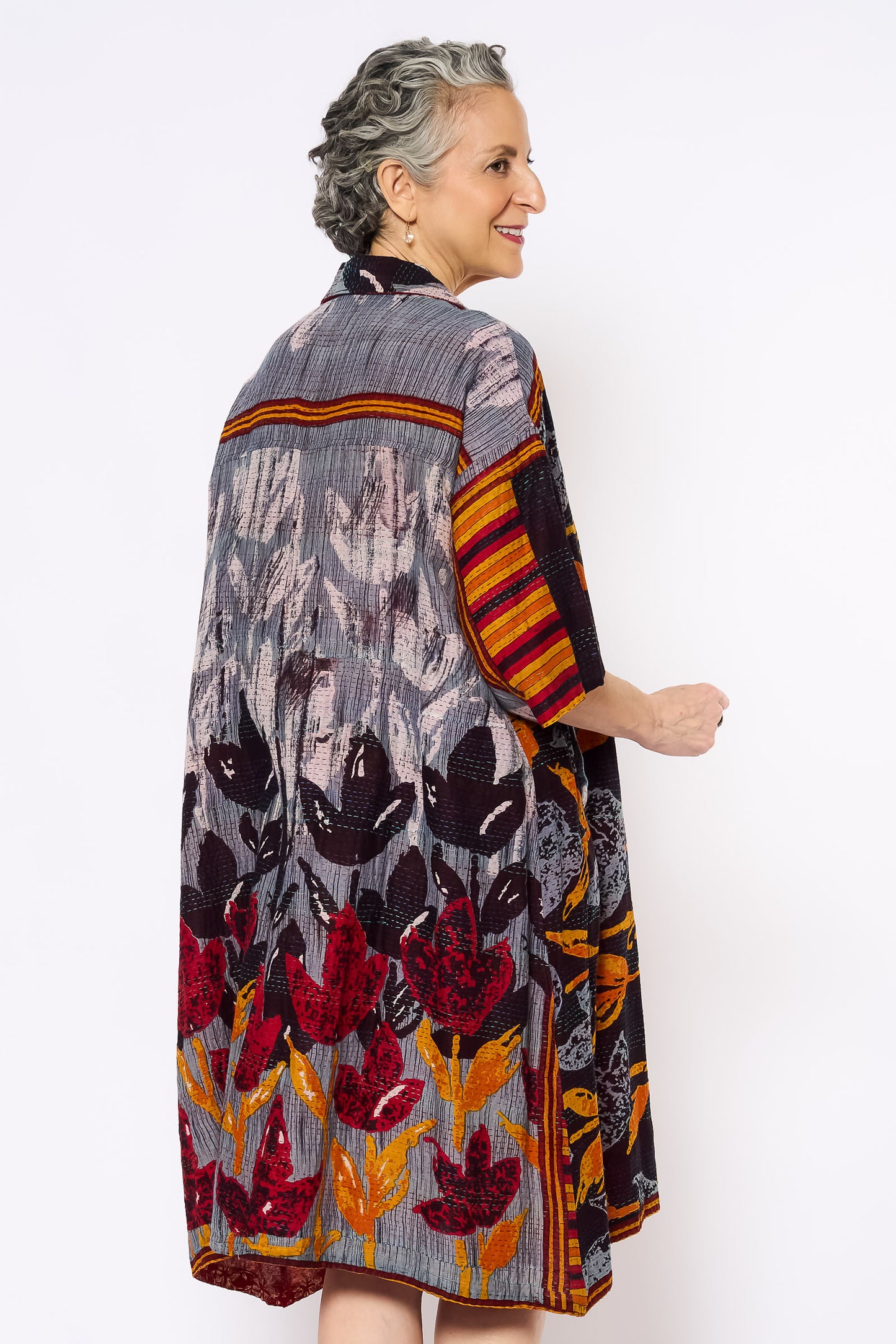 VINTAGE COTTON KANTHA 3/4 SLV. SHIRT DRESS - cv2459-0002m -
