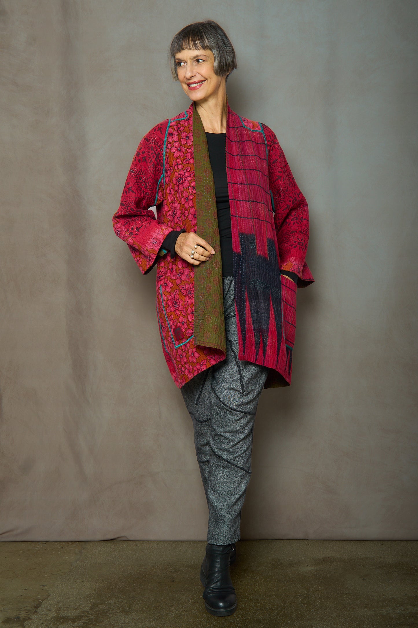 VINTAGE COTTON KANTHA A-LINE JKT - cv4003-0442a -