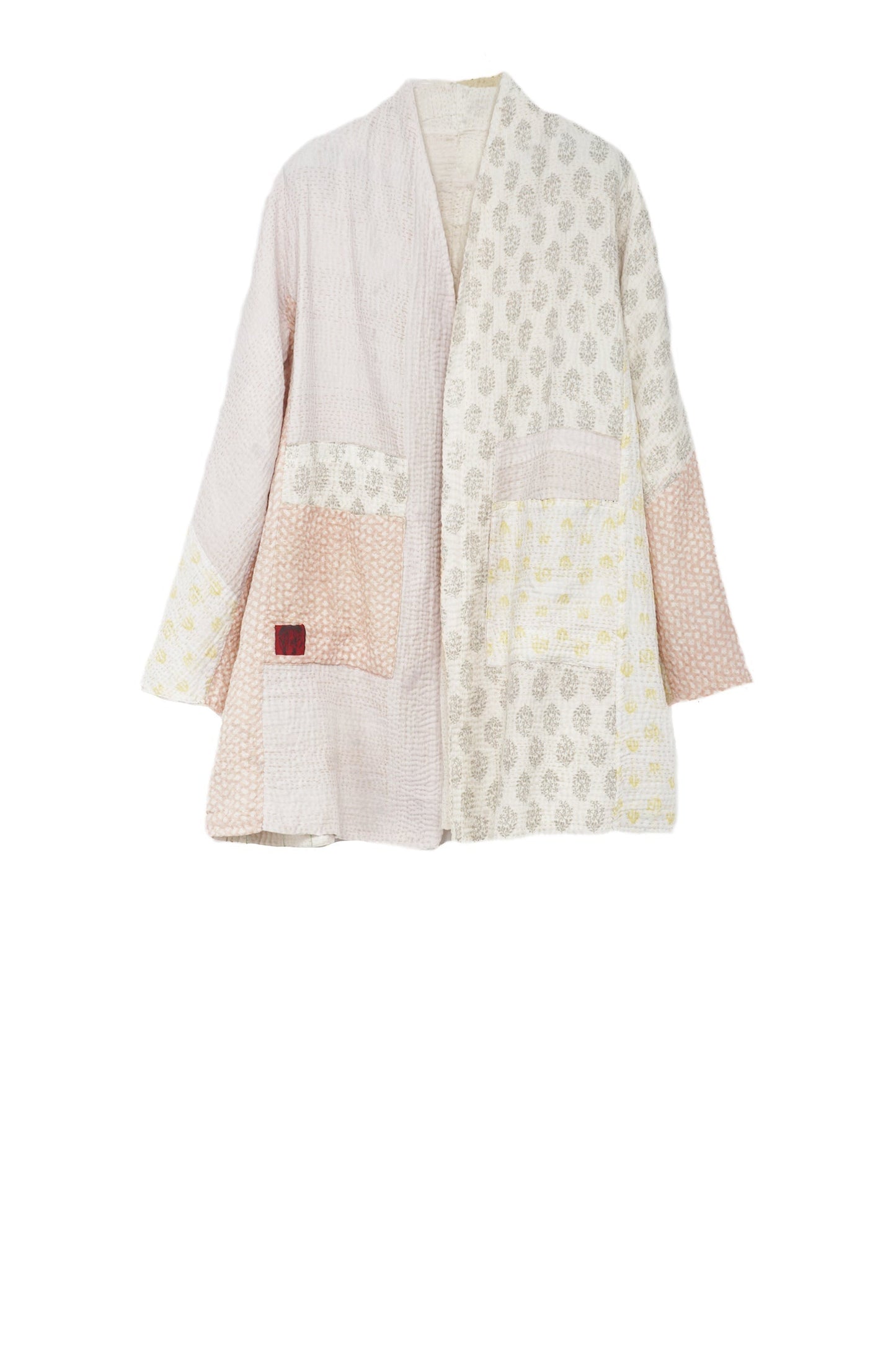 FRAYED PATCH MIX KANTHA HIGH-NECK TOPPER - fm4045-ivy -
