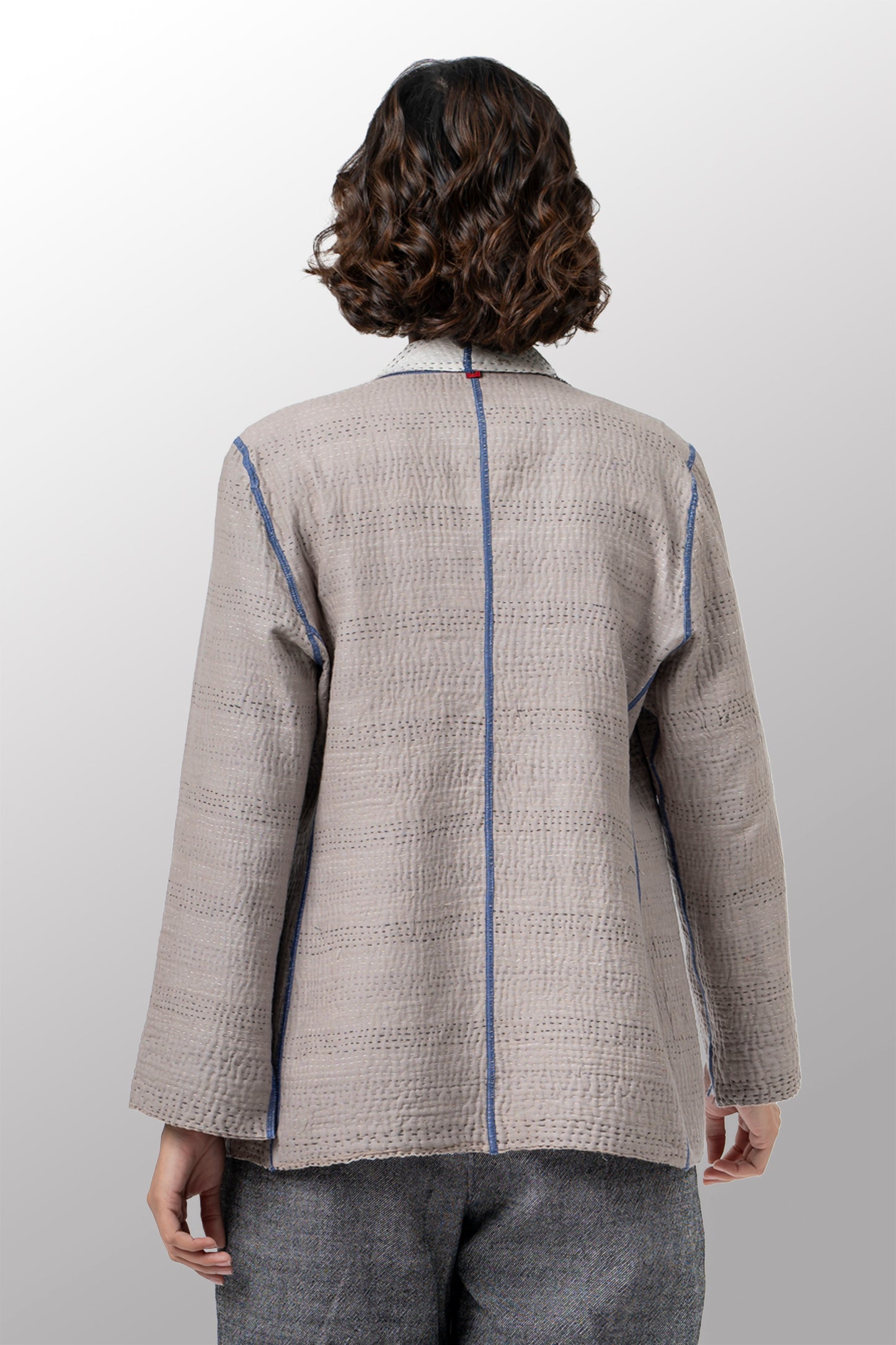 POWDER PATCH KANTHA SHORT JACKET - pd4007-gry -