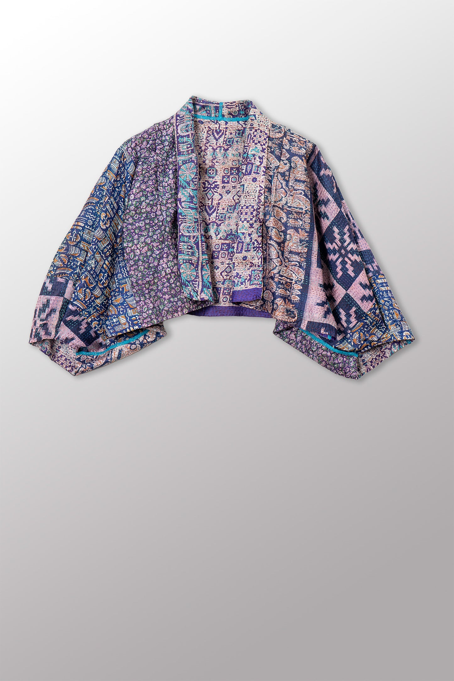 VINTAGE SILK KANTHA PUFF SLV. SHRUG - sv2062-0042a -