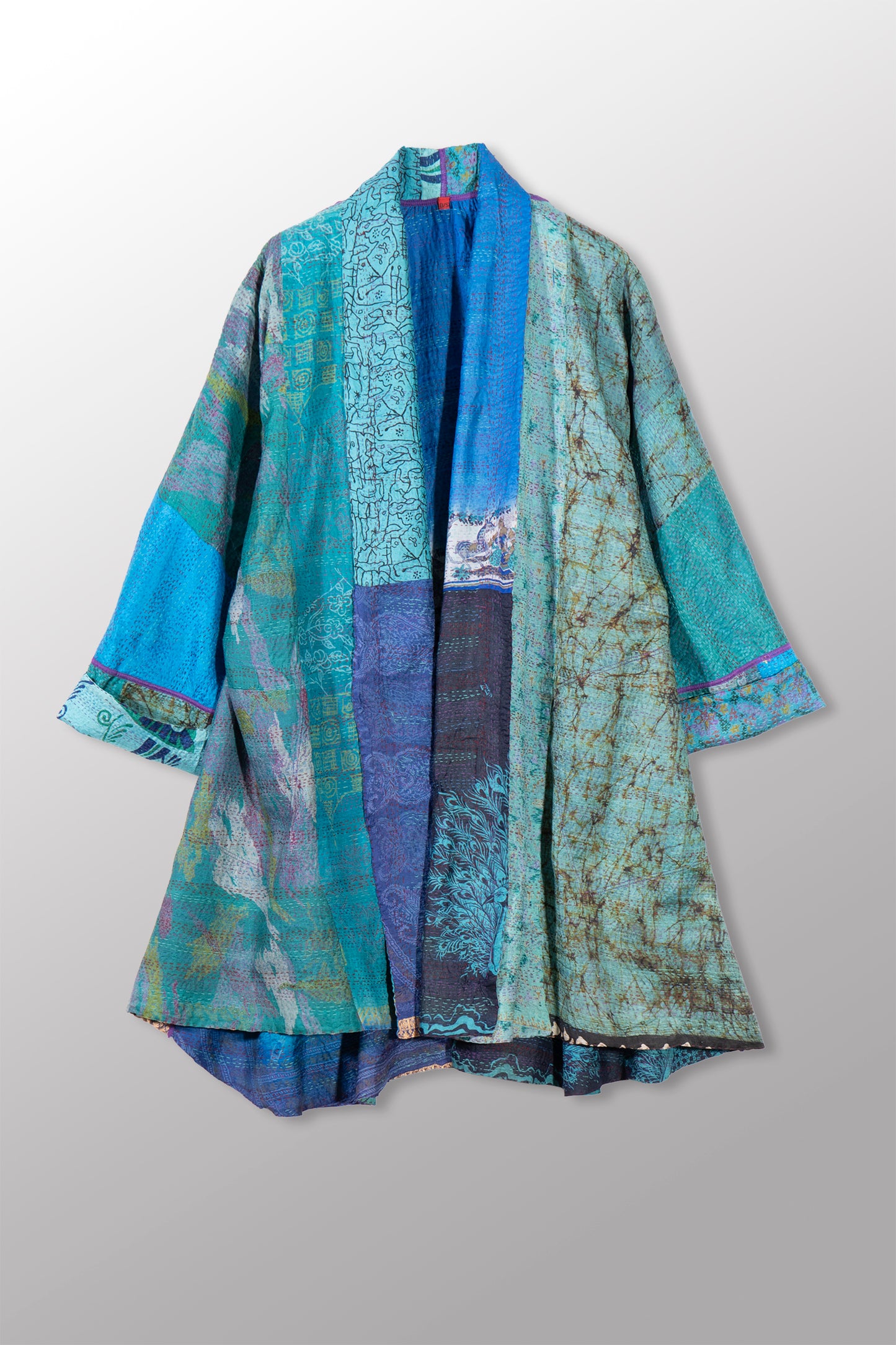 VINTAGE SILK KANTHA KIMONO LONG JKT - sv2005-0080a -