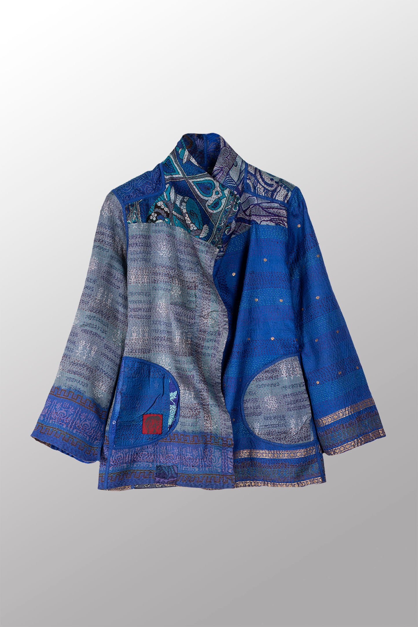 VINTAGE SILK KANTHA SHORT JKT - sv2007-0047s -