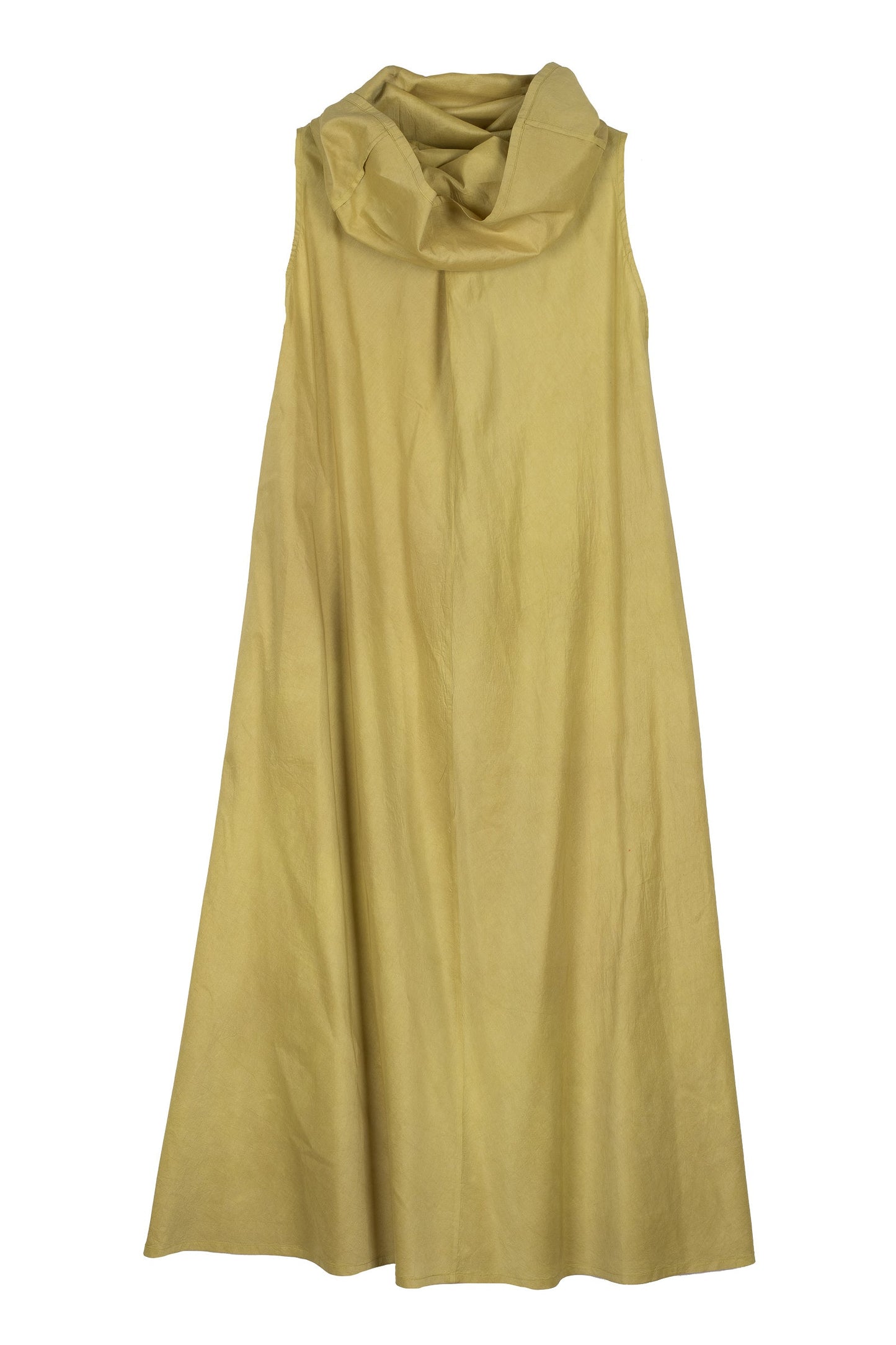 DYED COTTON SILK HEAVY VOILE WAVY COWL NECK MAXI DRESS - dh1438-cha -