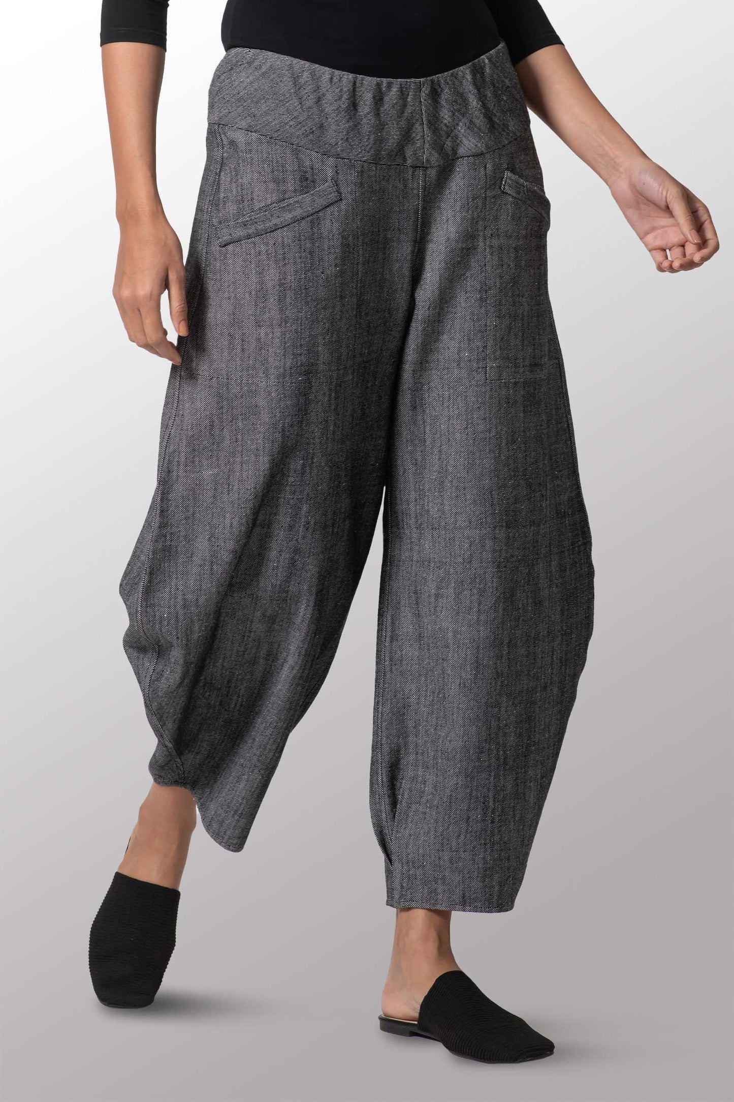 DENIM HAREM PANTS - dn1605-gry -